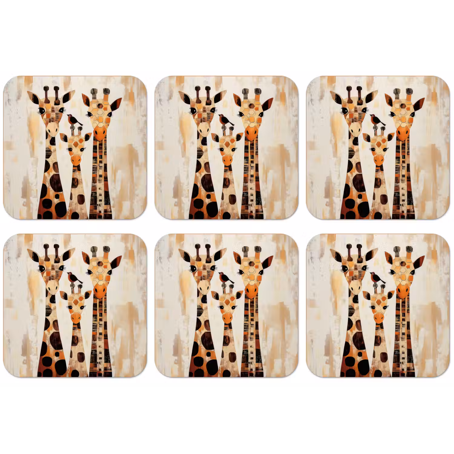 Giraffen - Cartoon - Crème onderzetter kurk middel -zkaufland3dotto