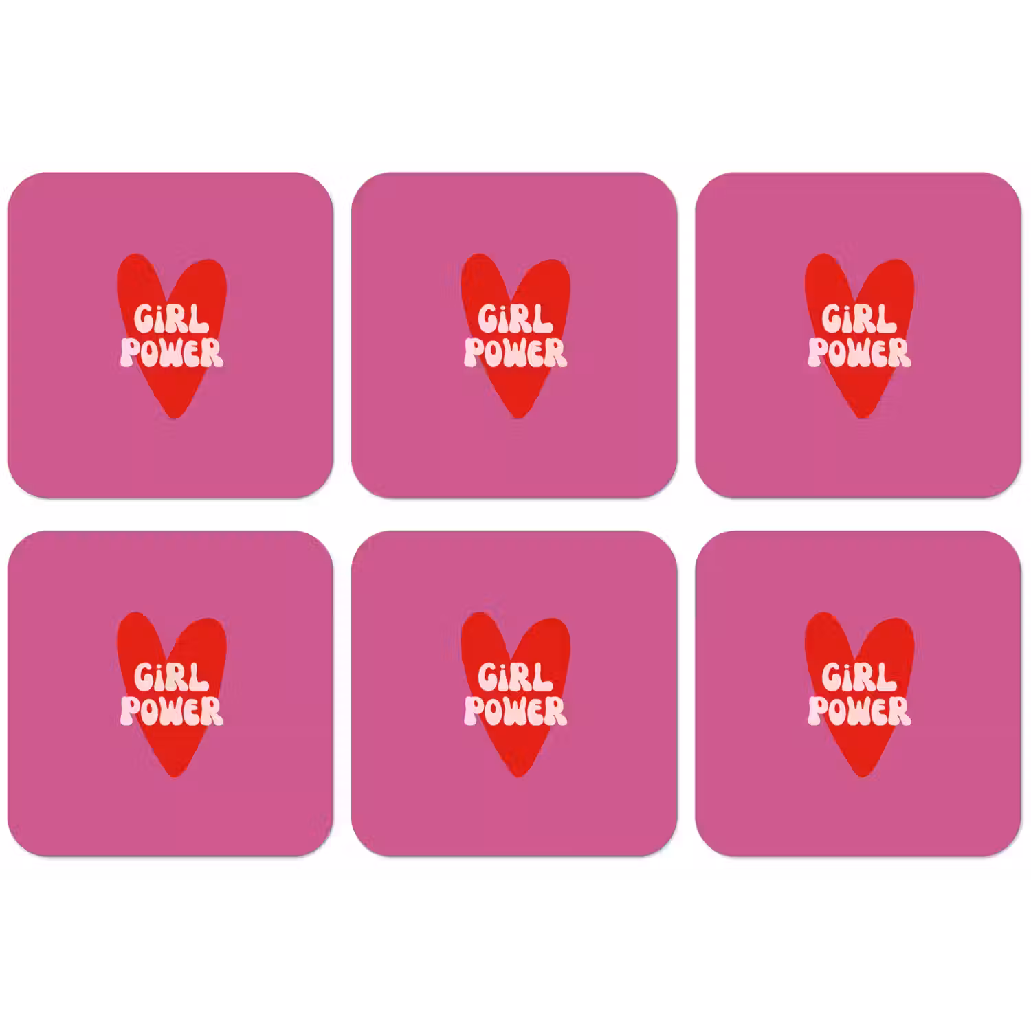 Girl power - Hart - Roze - Rood onderzetter kurk middel -zkaufland3dotto