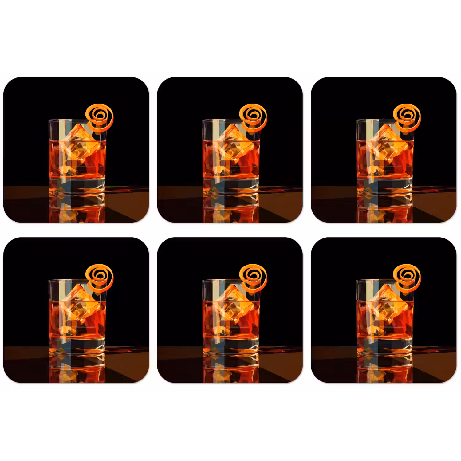 Glas - Ijsblokjes - Drinken - Bruin onderzetter kurk middel -zkaufland3dotto