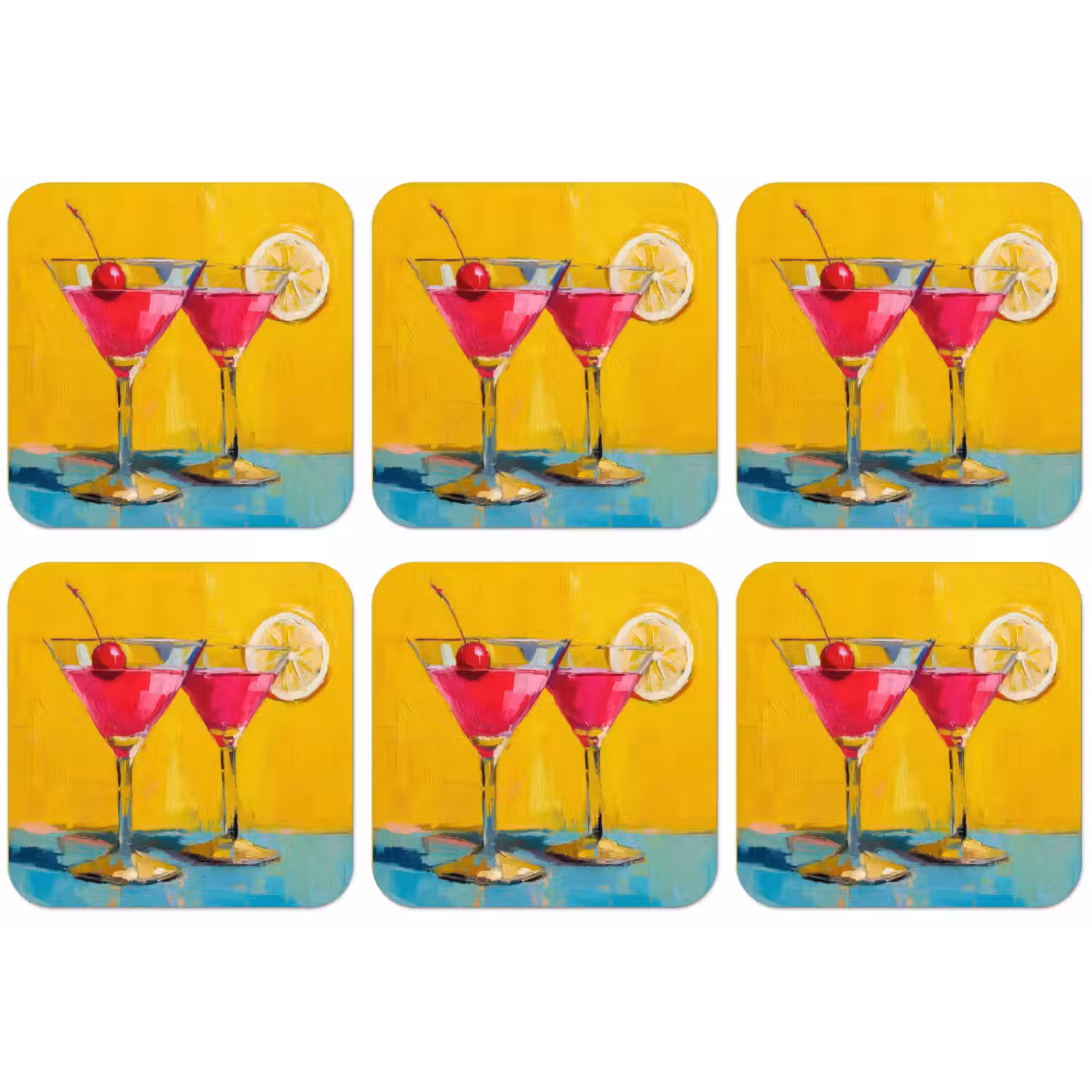 Glazen - Cocktail - Citroen - Kers onderzetter kurk middel -zkaufland3dotto