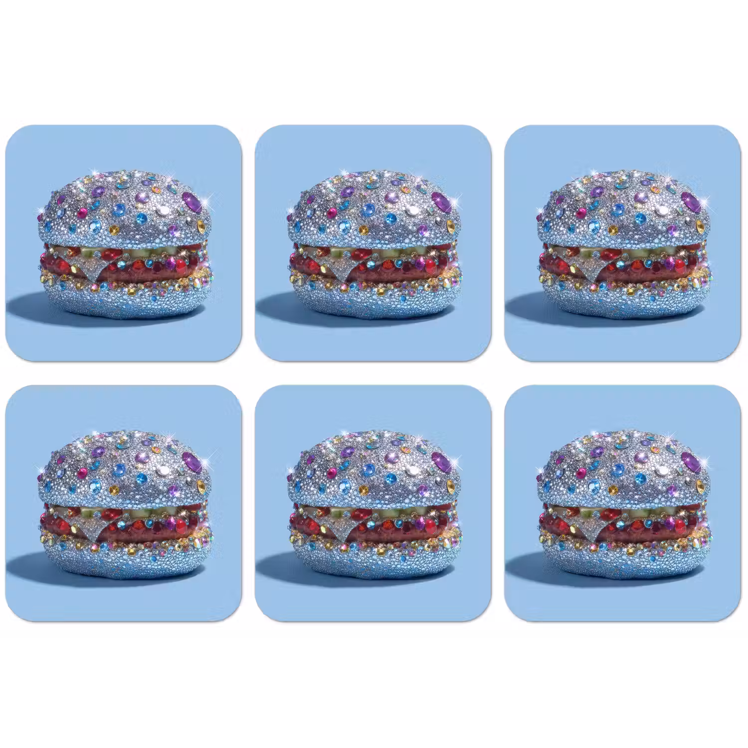 Glitters - Hamburger - Blauw onderzetter kurk middel -zkaufland3dotto