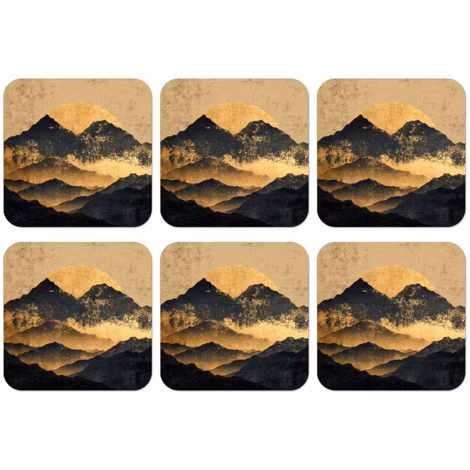 Gouden Bergen bij Maanlicht onderzetter kurk middel -zkaufland3dotto