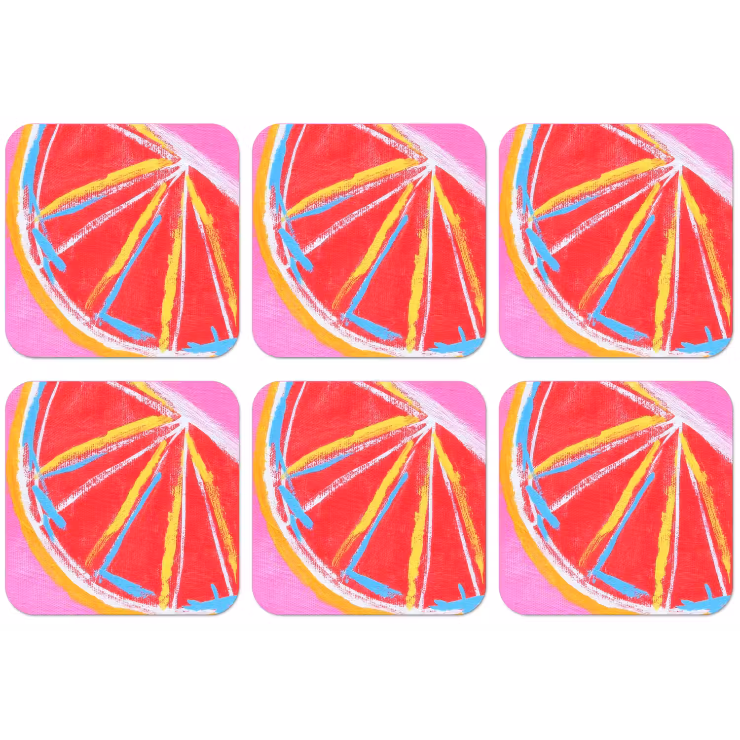 Grapefruit - Geschilderd - Roze - Strepen onderzetter kurk middel -zkaufland3dotto