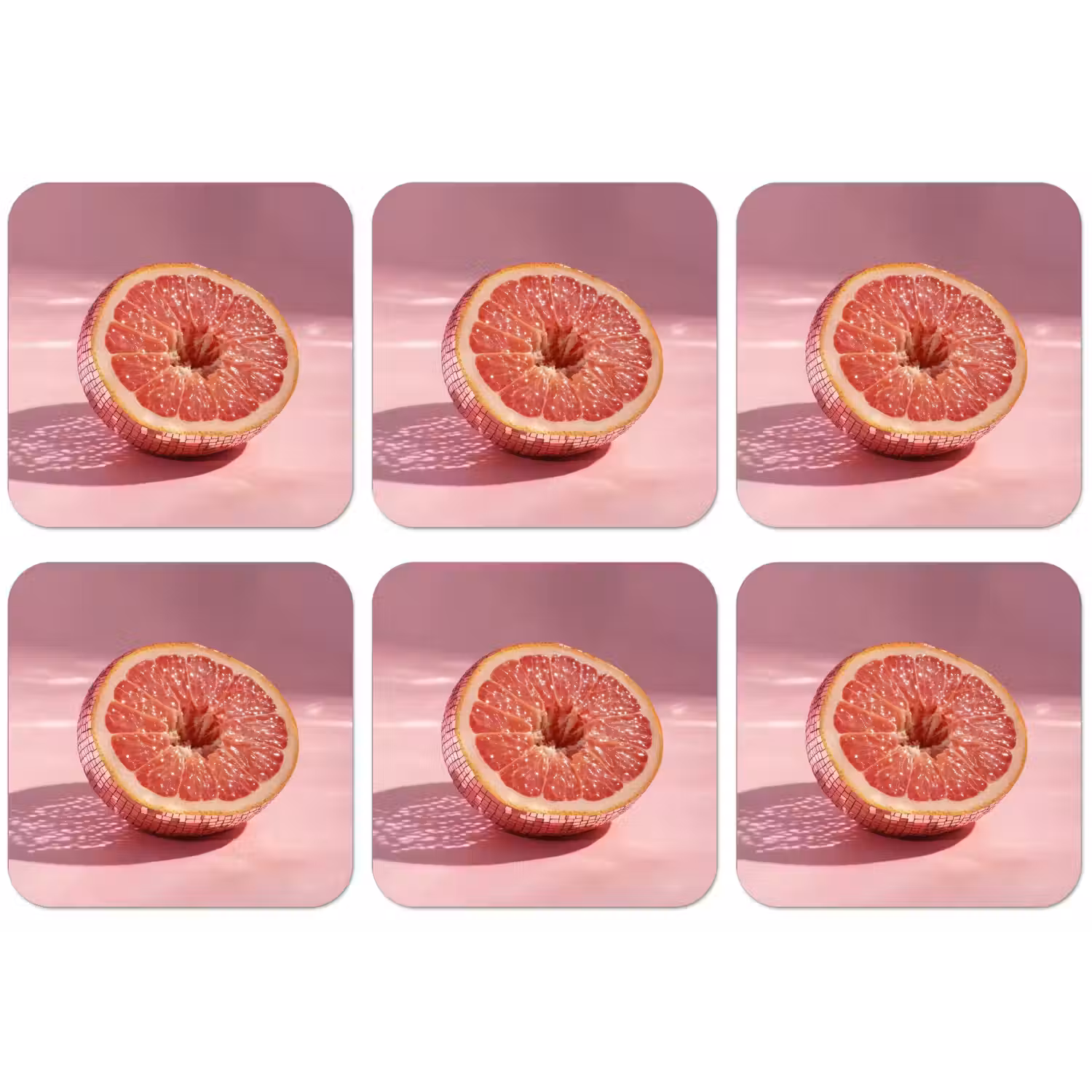 Grapefruit - Roze - Disco - Shiny onderzetter kurk middel -zkaufland3dotto