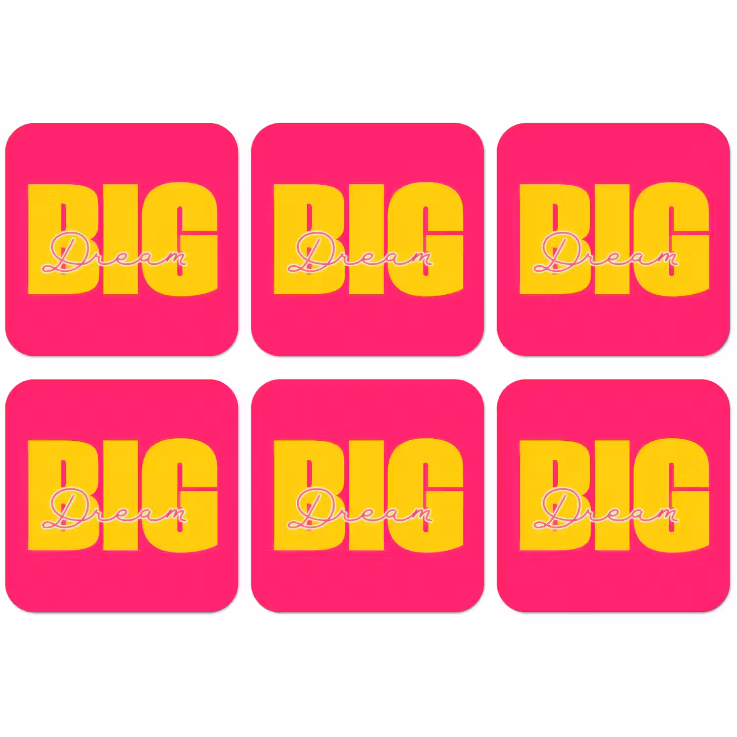 Dream big - Roze - Geel - Minimalistisch onderzetter kurk middel -zkaufland3dotto