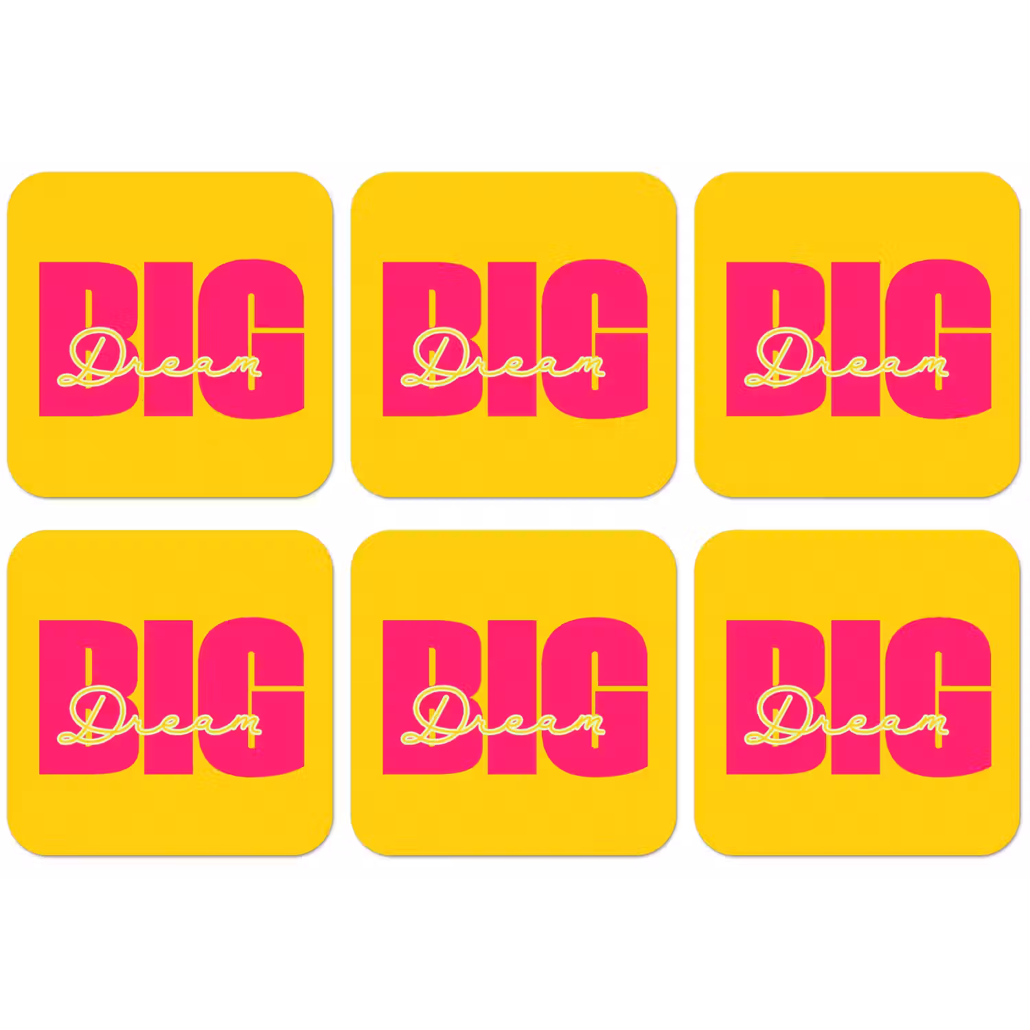 Dream big - Geel - Roze onderzetter kurk middel -zkaufland3dotto
