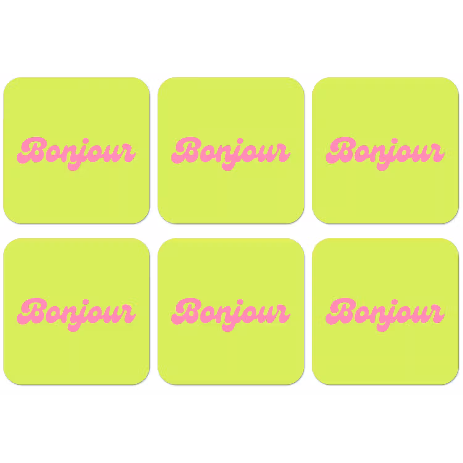 Groen - Roze bonjour - Retro onderzetter kurk middel -zkaufland3dotto