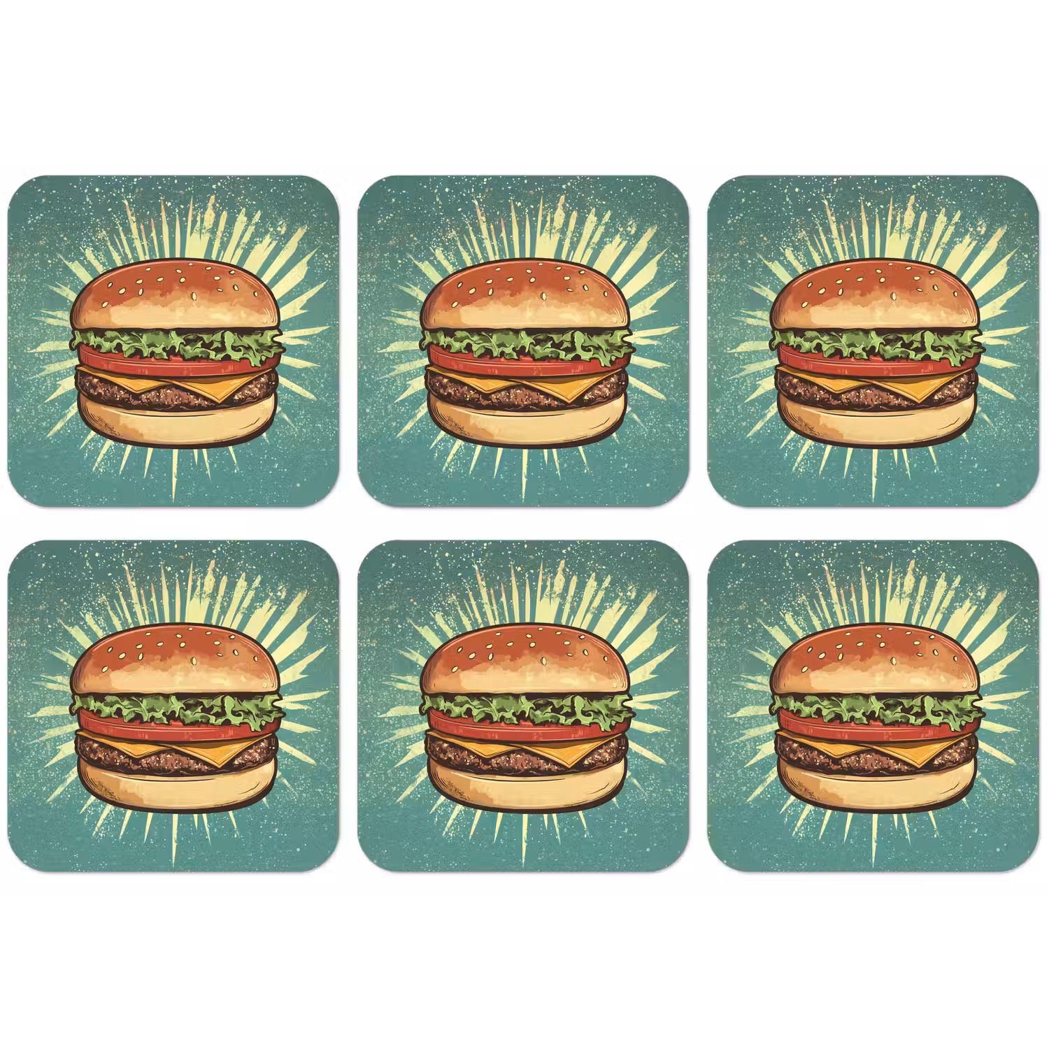 Hamburger - Illustratie - Sla - Kaas onderzetter kurk middel -zkaufland3dotto