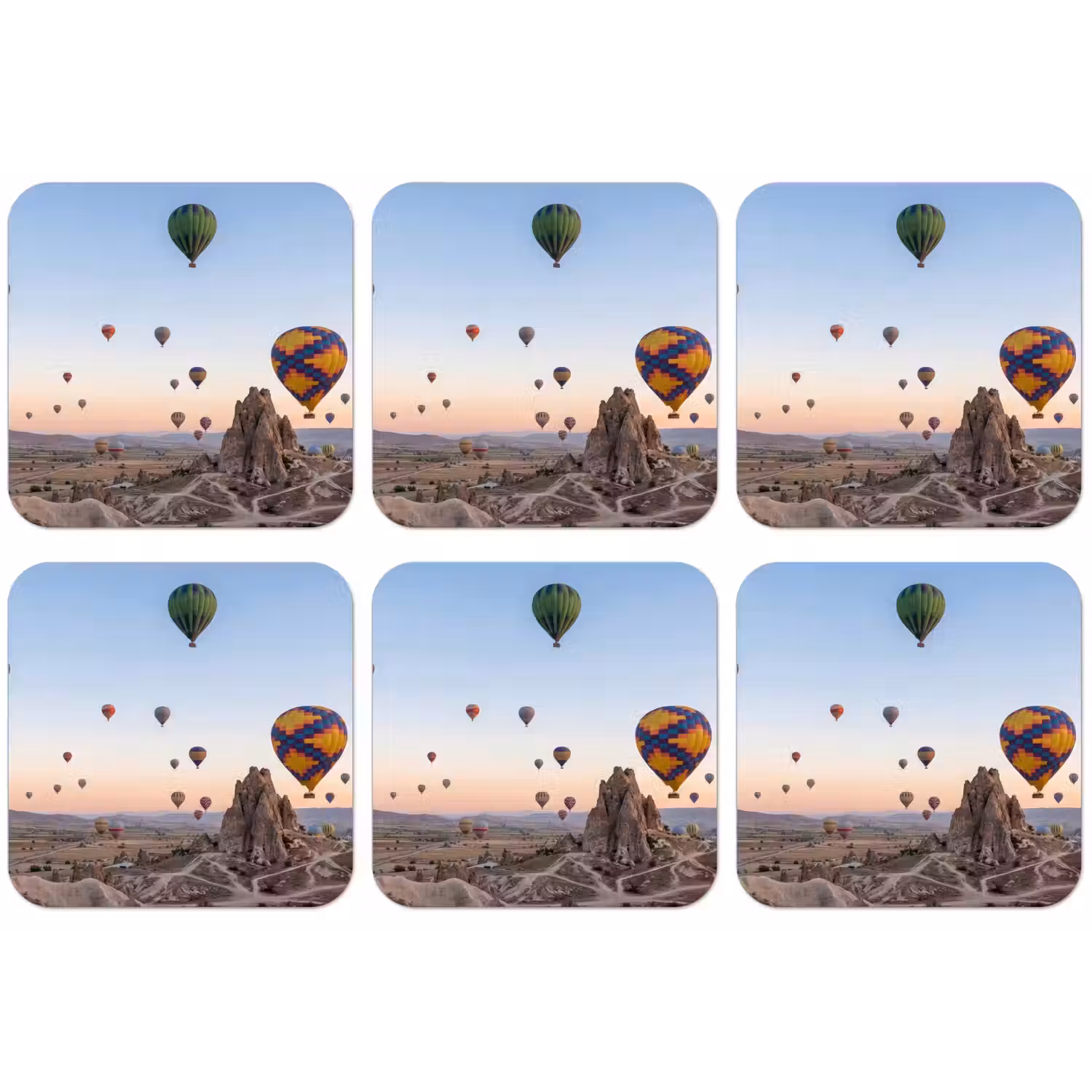 Luchtballonnen - Rotsen - Zonsopgang onderzetter kurk middel -zkaufland3dotto