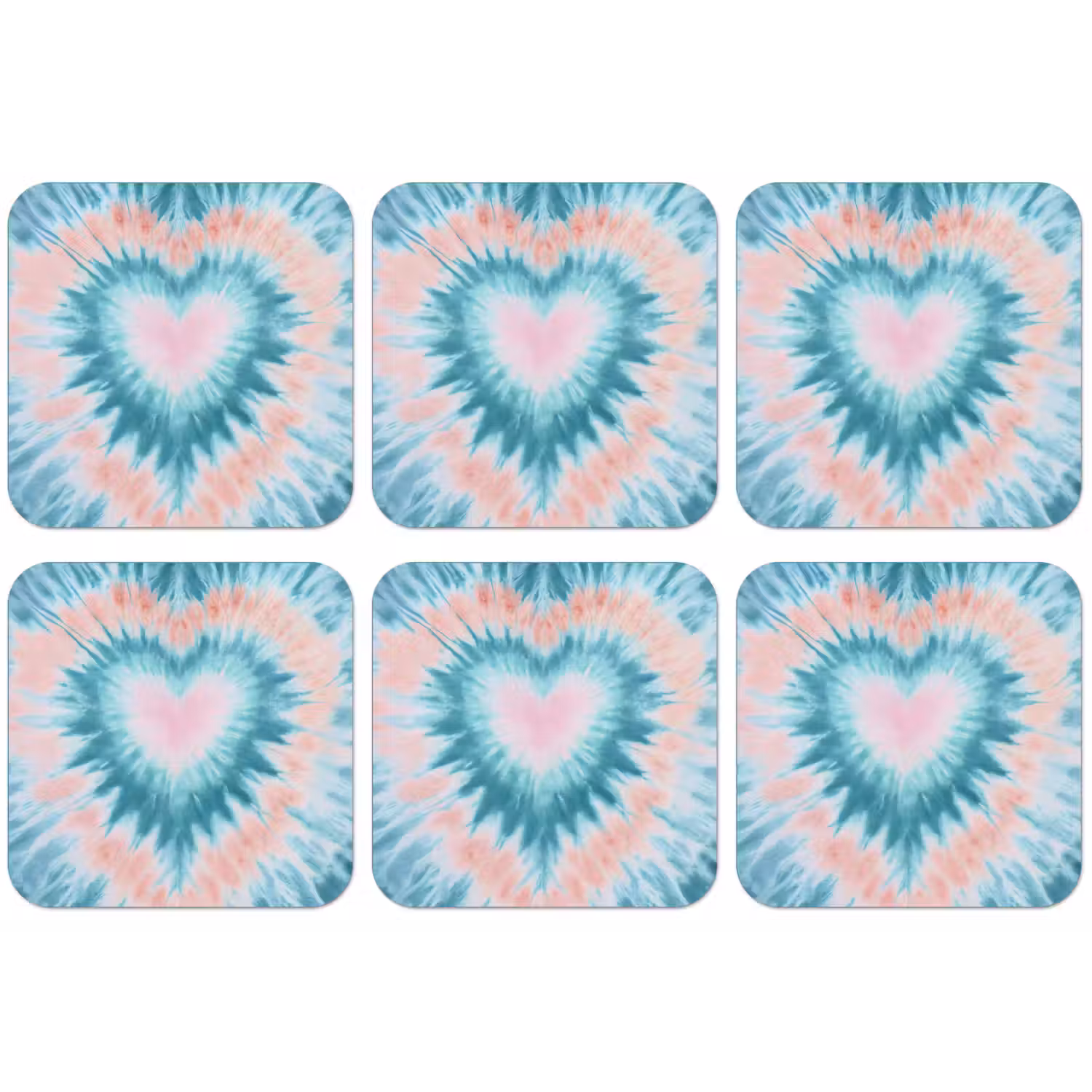 Hartvormig - Tie dye - Pasteltinten - Lichtgroen onderzetter kurk middel -zkaufland3dotto