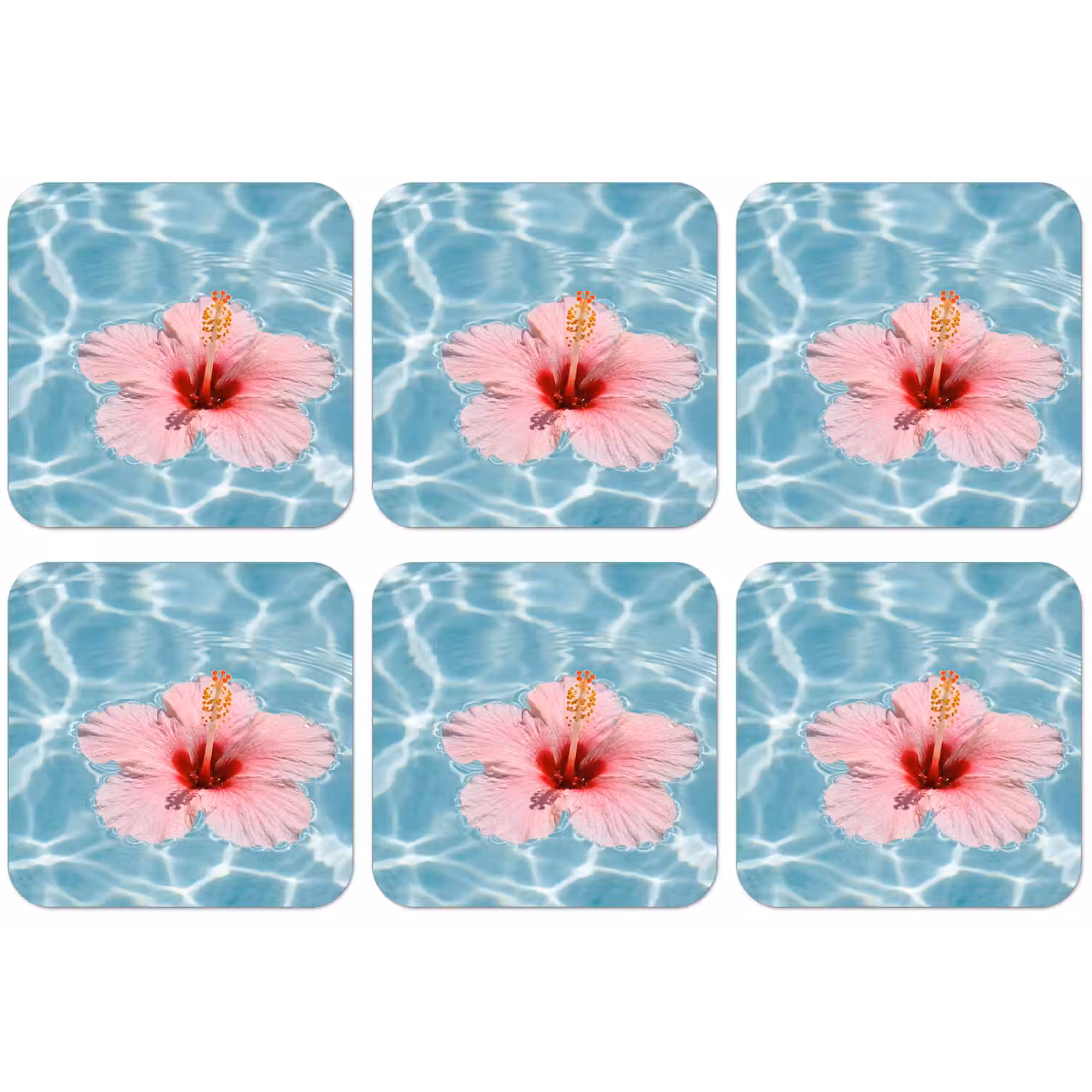 Hibiscus - Water - Roze onderzetter kurk middel -zkaufland3dotto