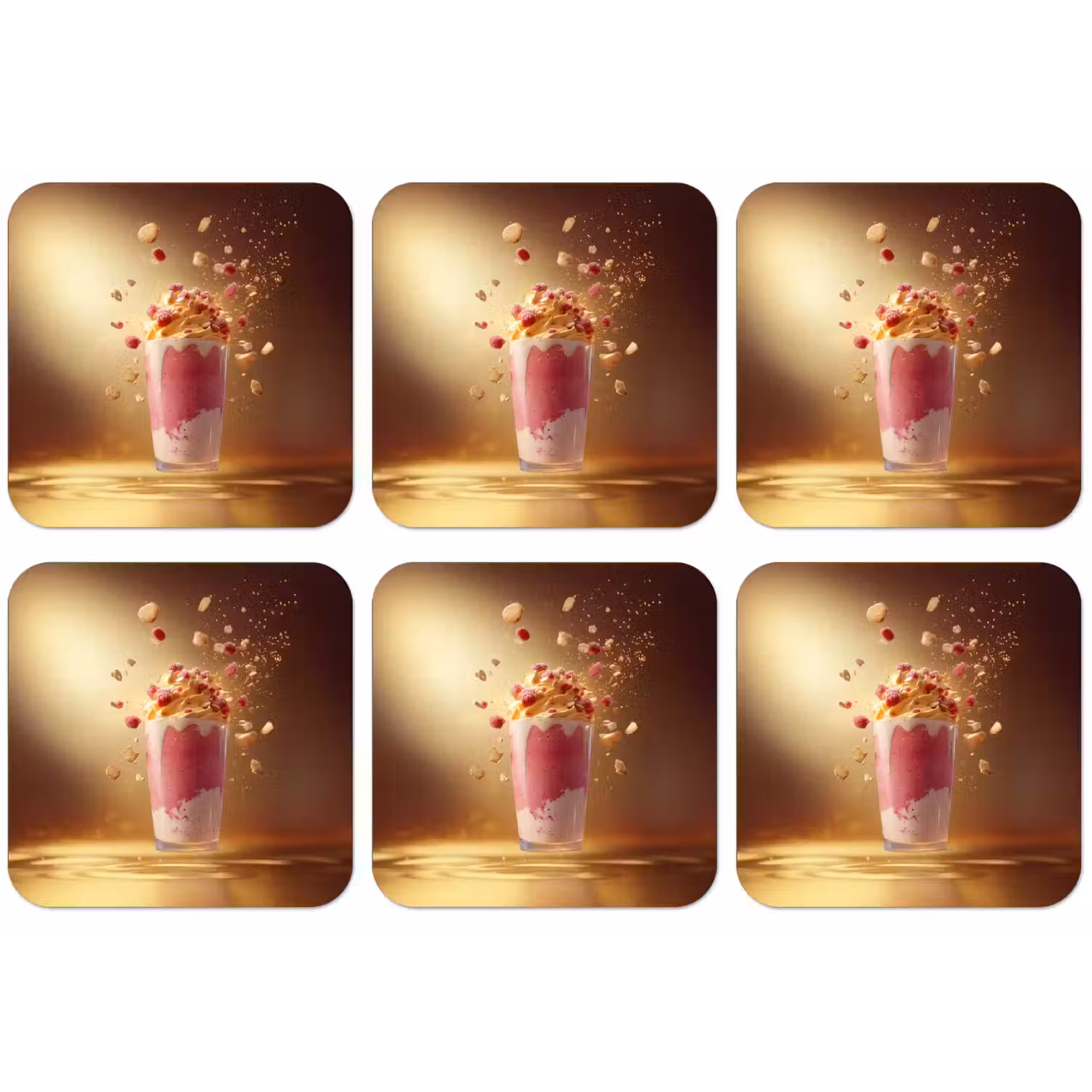 Framboos - Smoothie - Drinken - Roze onderzetter kurk middel -zkaufland3dotto