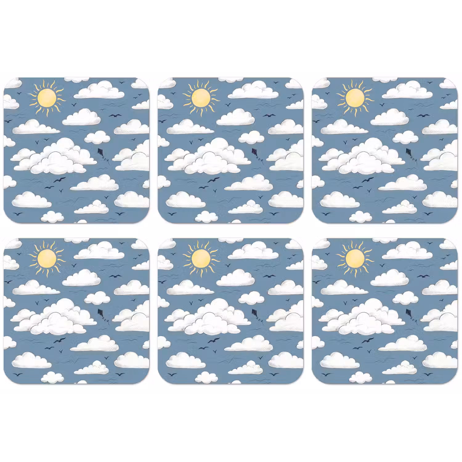 Lucht - Zon - Wolken - Natuur - Blauw onderzetter kurk middel -zkaufland3dotto