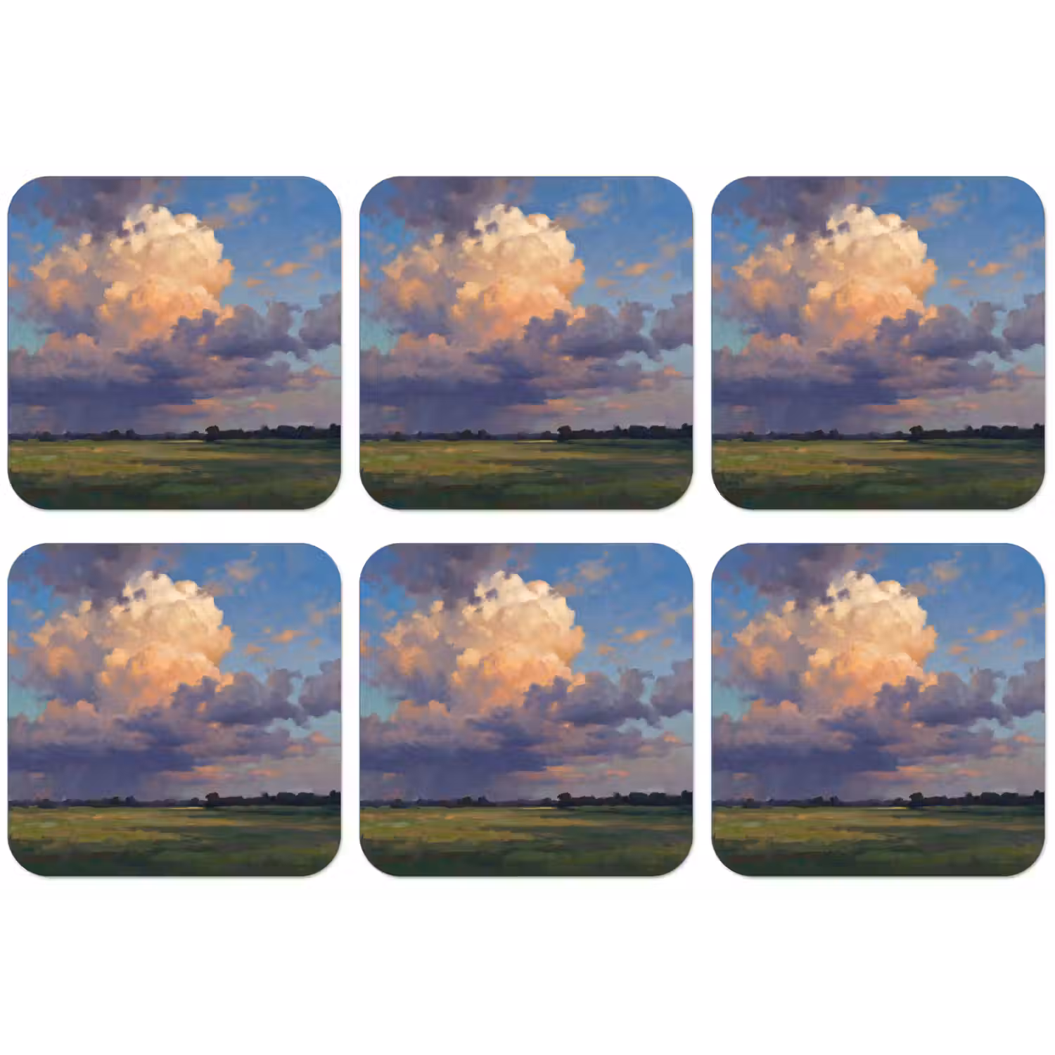 Lucht - Wolken - Landschap - Modern - Oranje onderzetter kurk middel -zkaufland3dotto