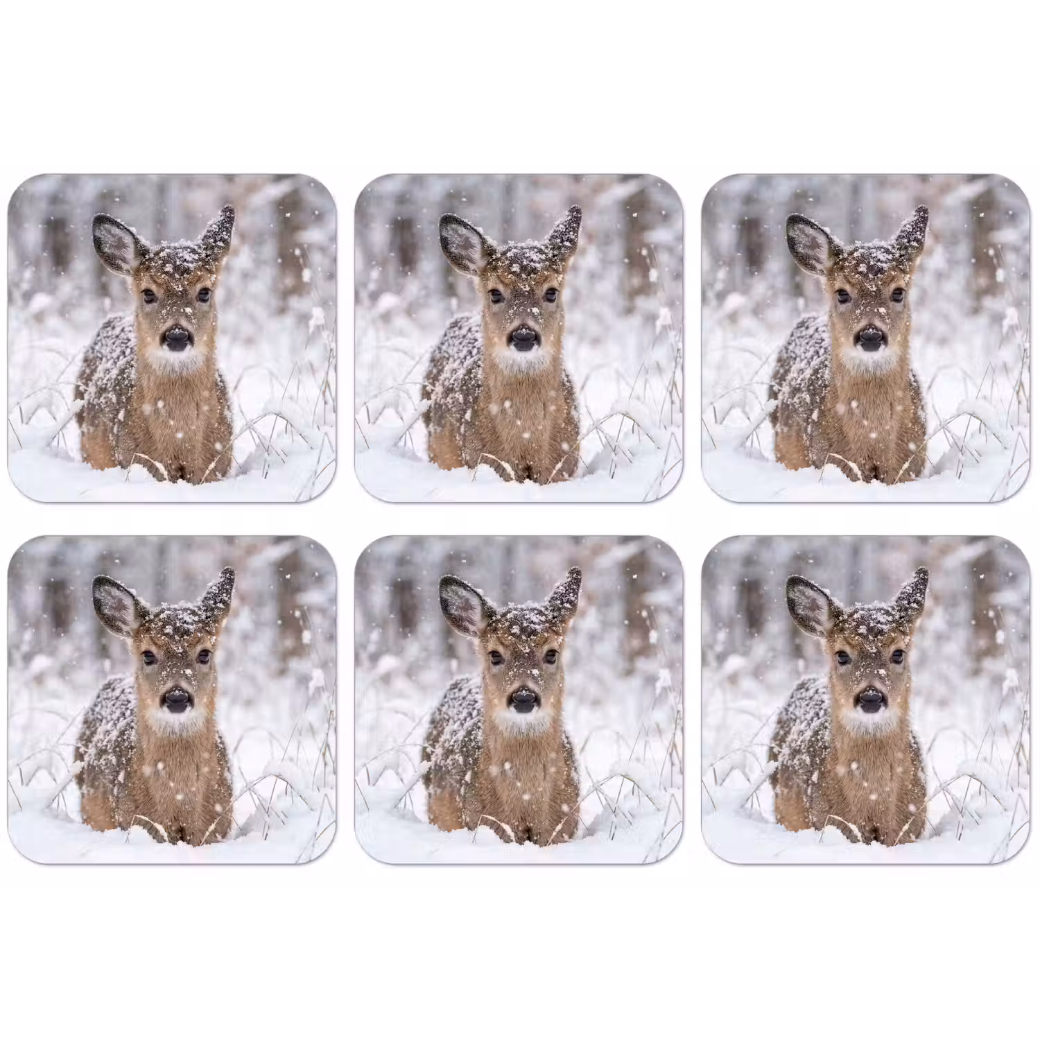 Hert - Sneeuw - Bos - Dieren - Vertederend onderzetter kurk middel -zkaufland3dotto