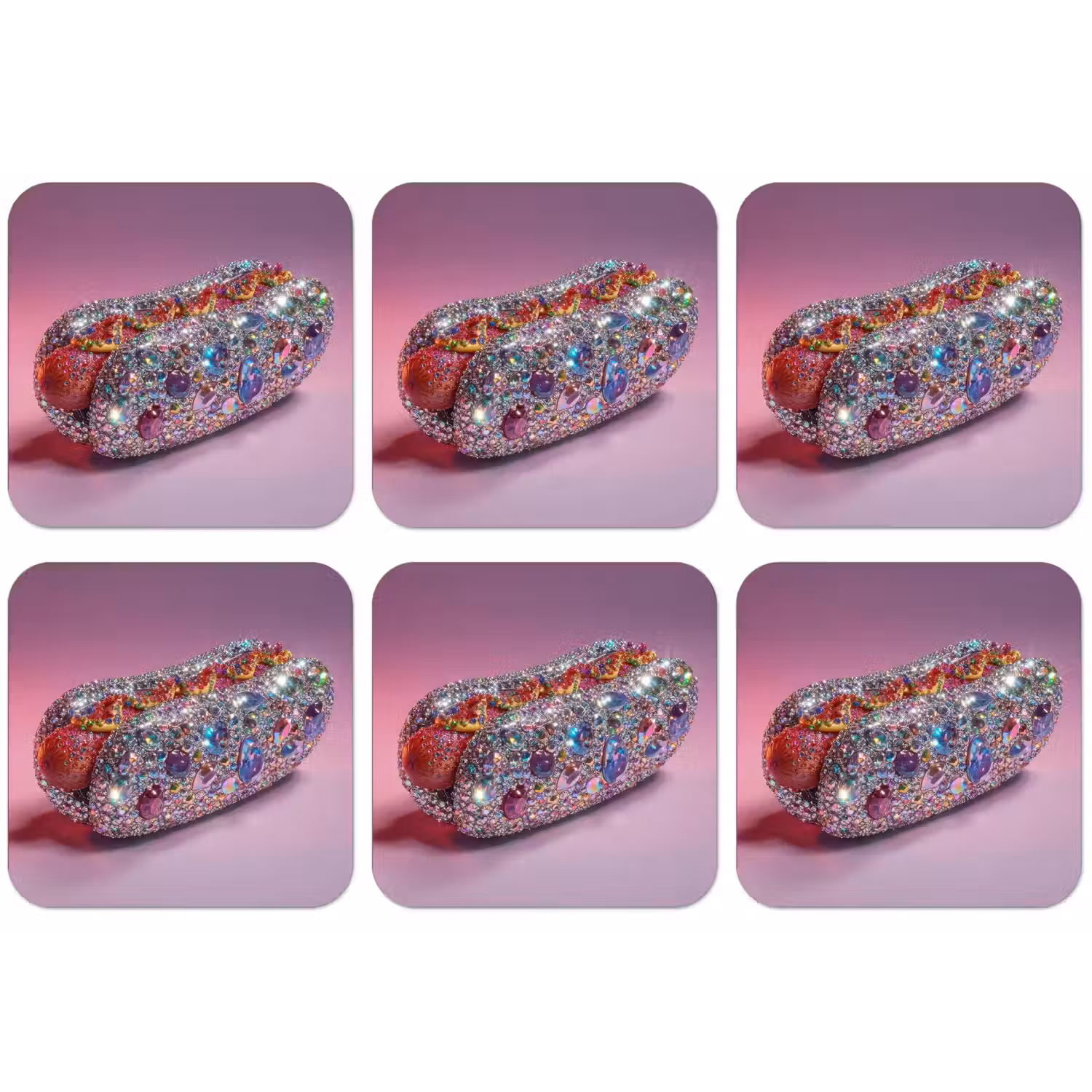 Hotdog - Steentjes - Glitters - Paars onderzetter kurk middel -zkaufland3dotto