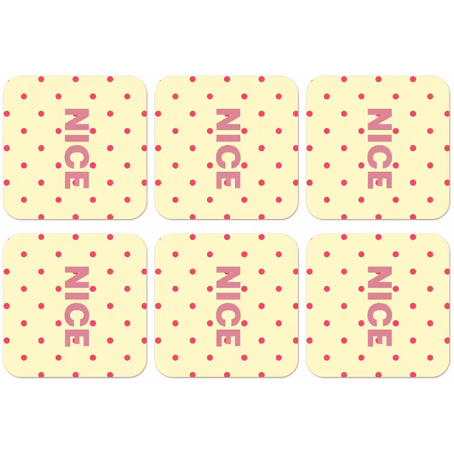 Nice - Stippen - Roze - Geel onderzetter kurk middel -zkaufland3dotto