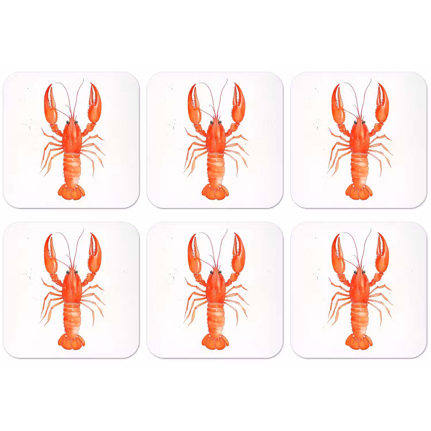 Kreeft - Waterverf - Aquarel - Oranje onderzetter kurk middel -zkaufland3dotto