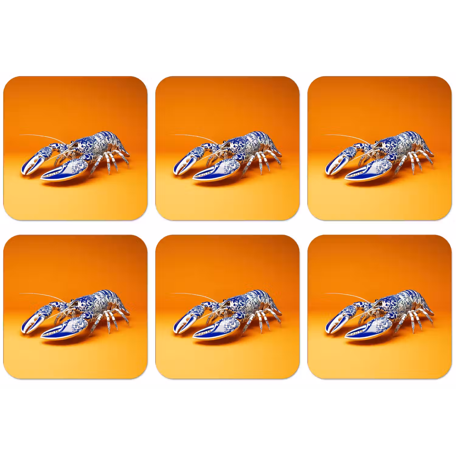 Kreeft - Delftsblauw - Schild - Stoer - Oranje onderzetter kurk middel -zkaufland3dotto