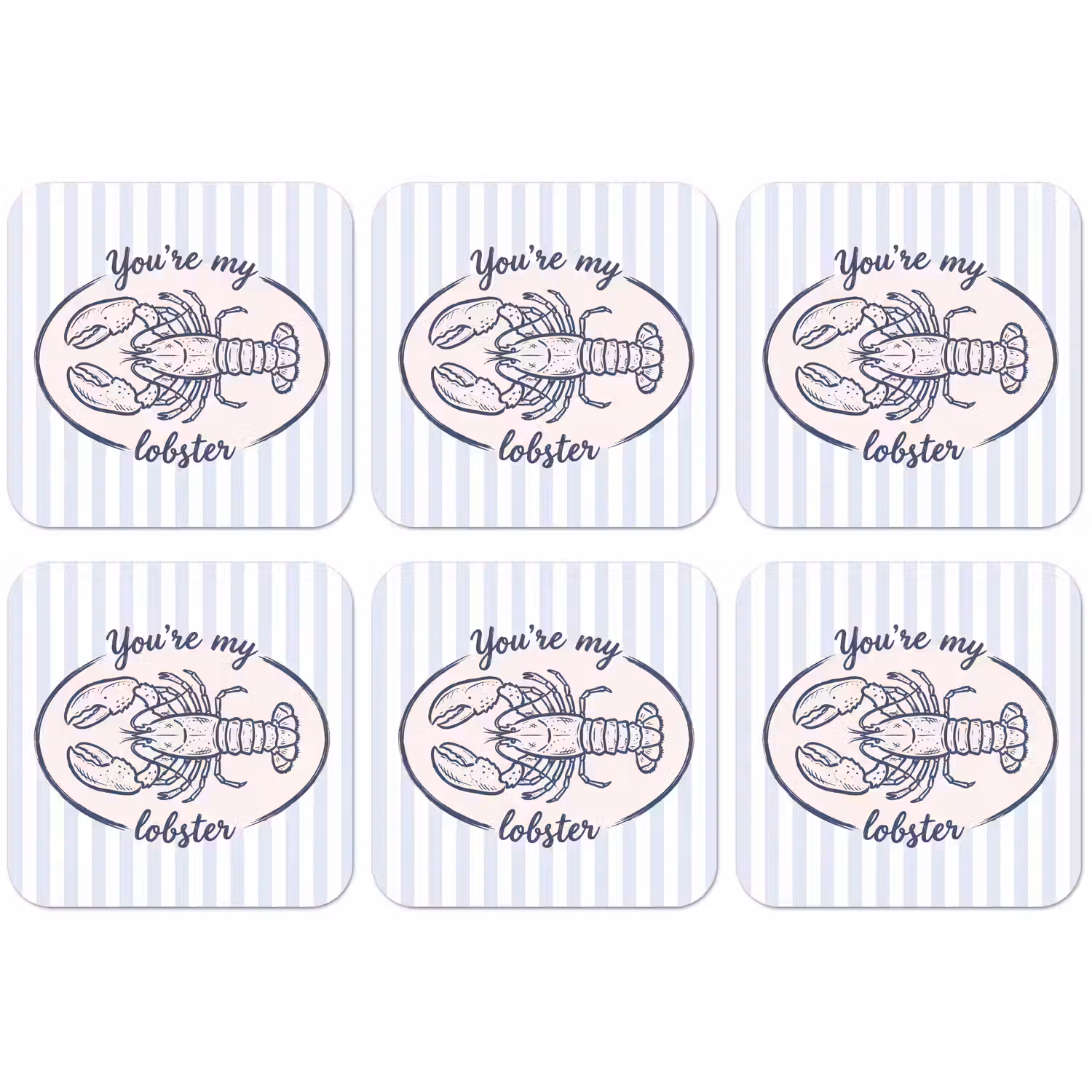 Kreeft - Illustratie - Liefde - Blauw - Decoratie onderzetter kurk middel -zkaufland3dotto