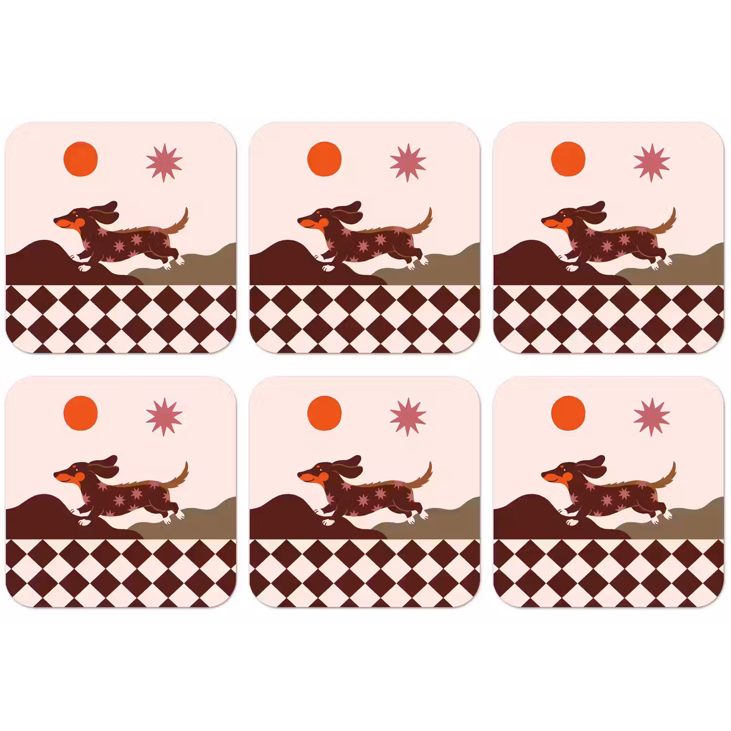 Hond - Abstract - Dieren - Modern - Bruin onderzetter kurk middel -zkaufland3dotto