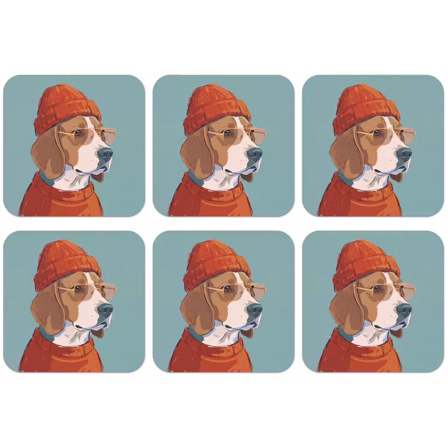 Hond - Beanie - Zonnebril - Dieren - Modern onderzetter kurk middel -zkaufland3dotto