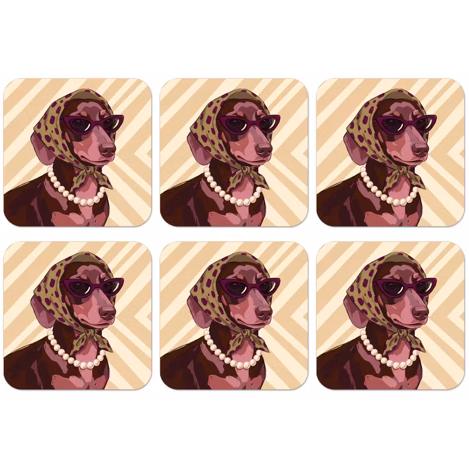 Hond - Zonnebril - Hoofddoek - Dieren - Modern onderzetter kurk middel -zkaufland3dotto