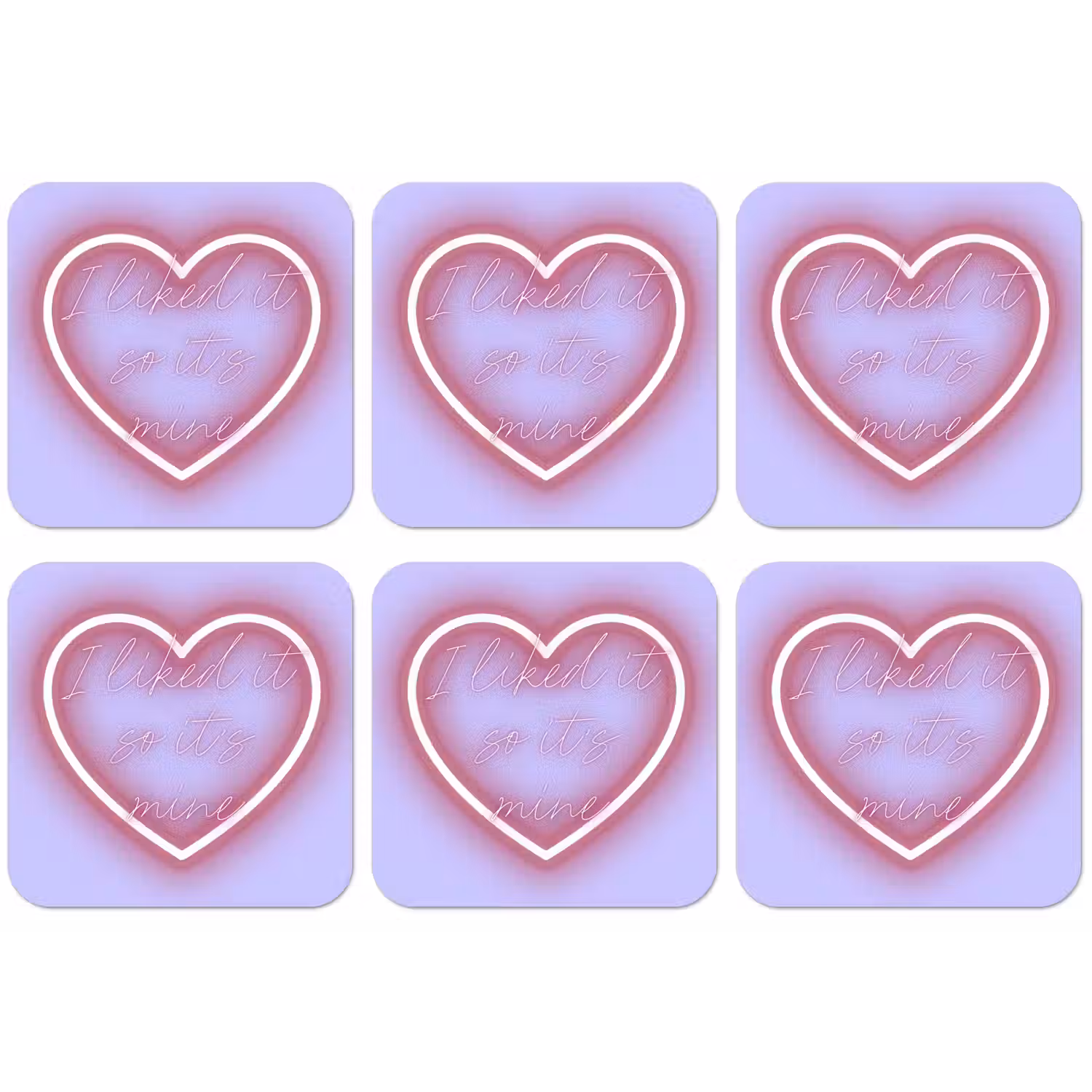 I liked it so it's mine - Neon hart - Paars onderzetter kurk middel -zkaufland3dotto