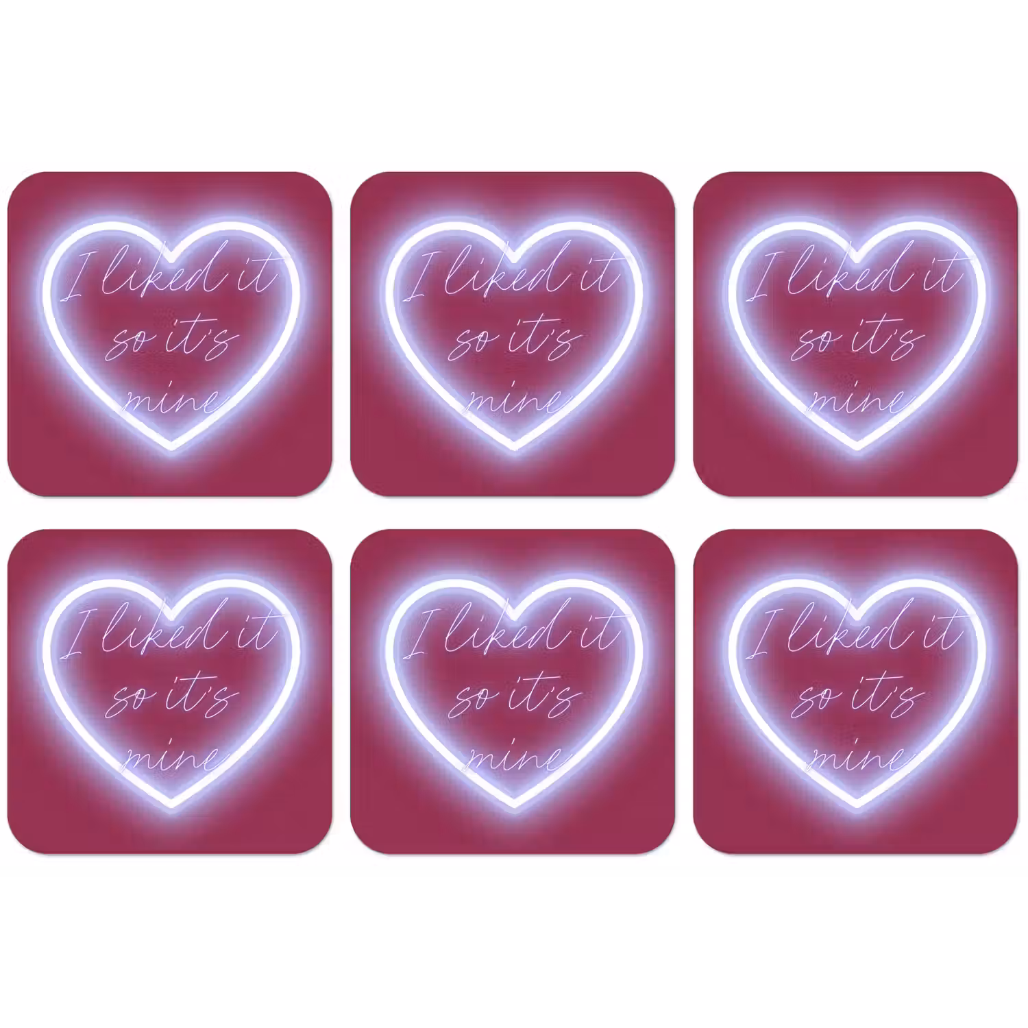 I liked it so it's mine - Neon hart - Roze onderzetter kurk middel -zkaufland3dotto