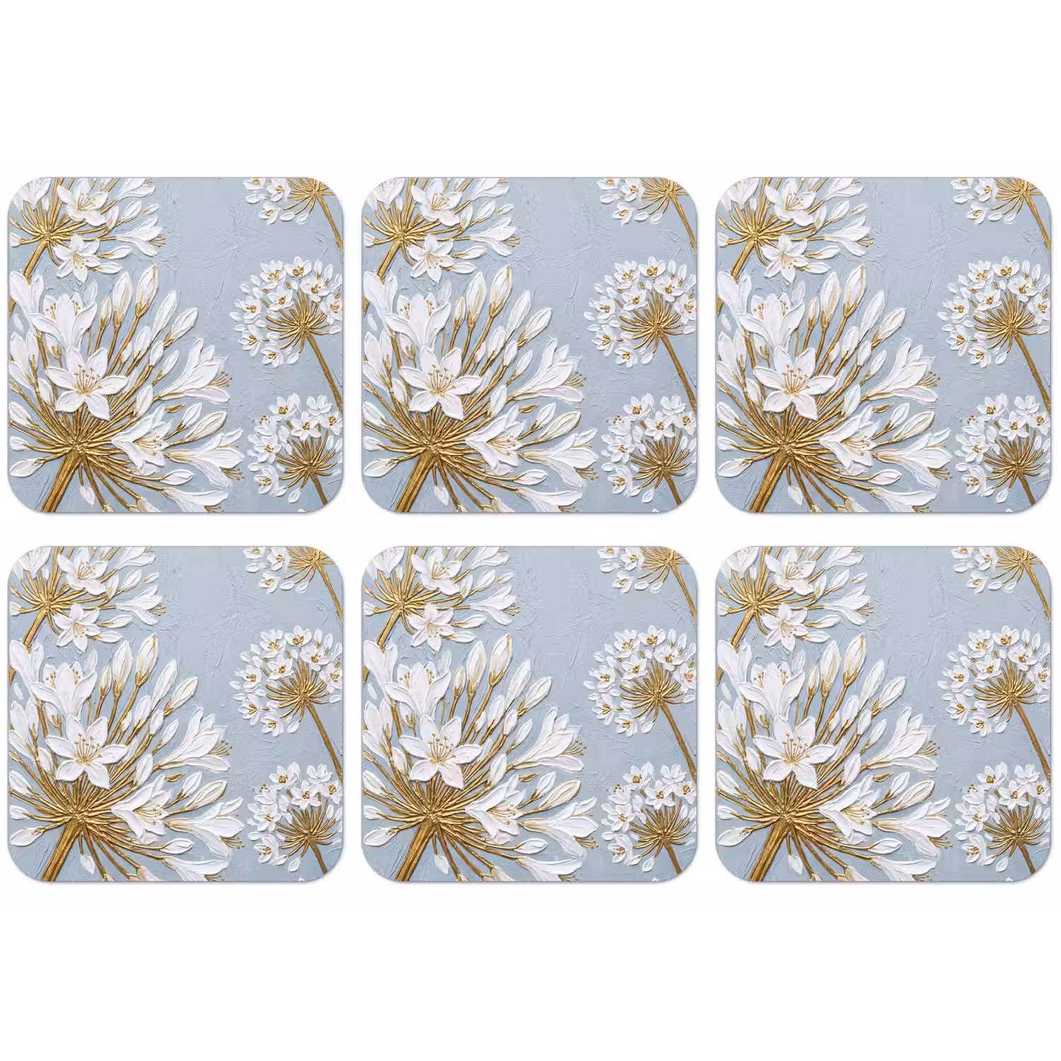Illustratie - Bloemen - Blauw onderzetter kurk middel -zkaufland3dotto