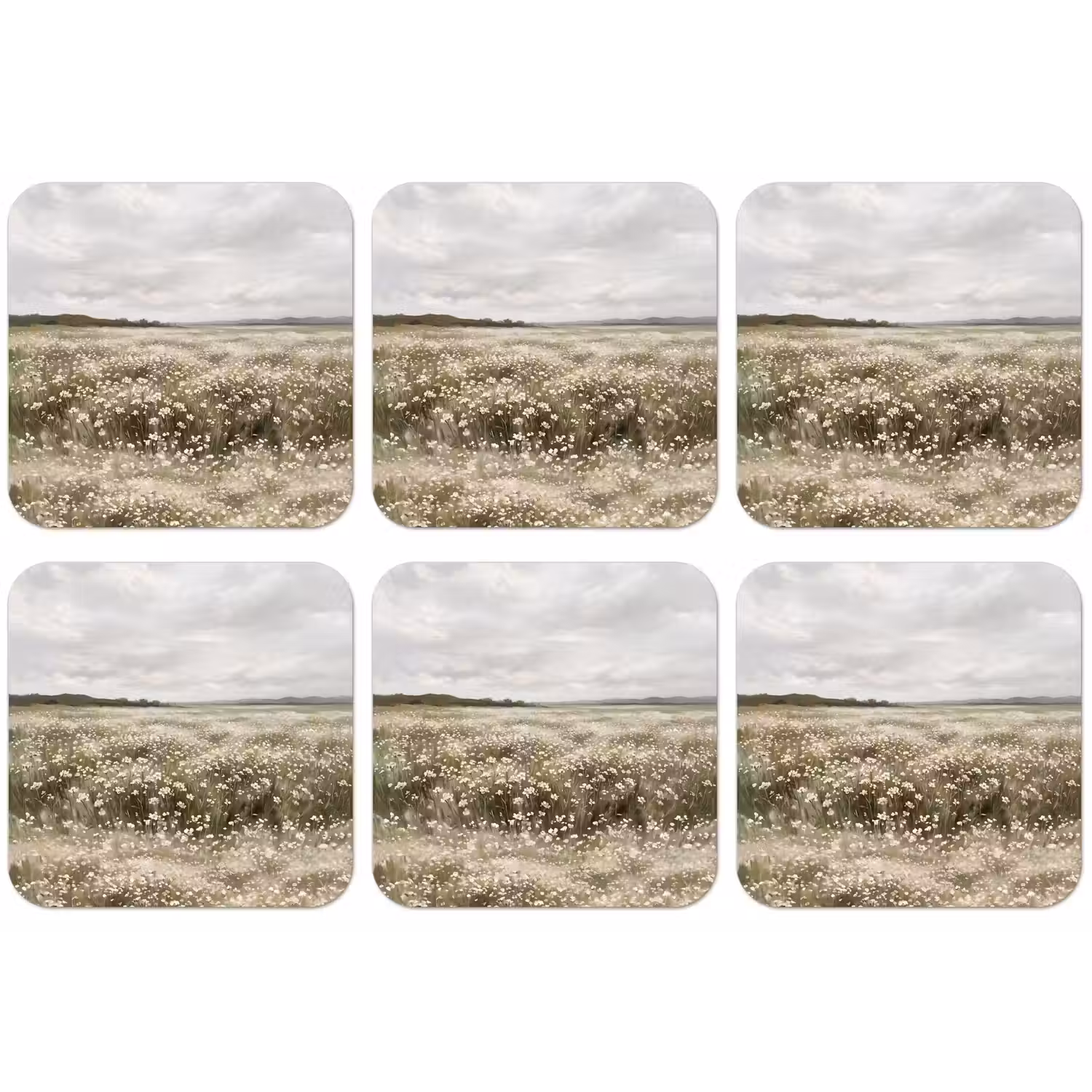 Illustratie - Landschap - Wit onderzetter kurk middel -zkaufland3dotto
