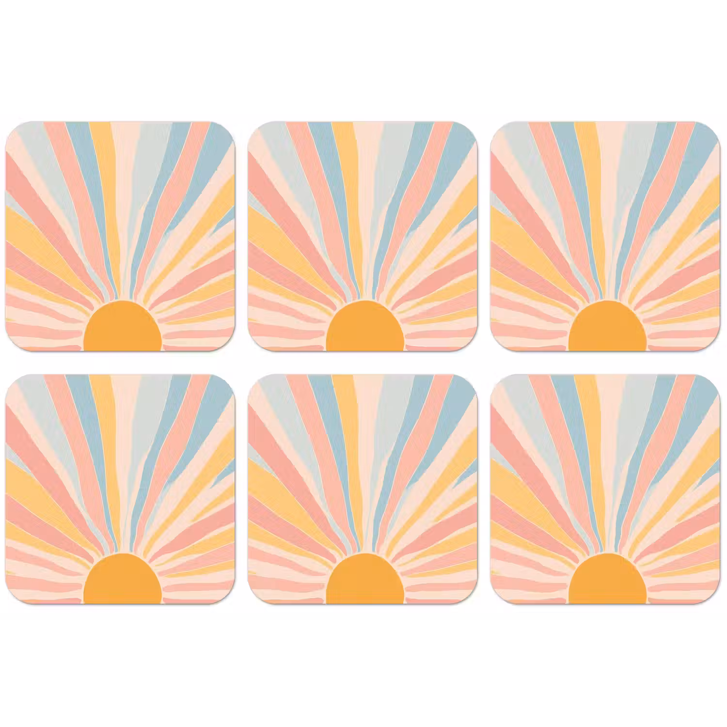 Illustratie - Zon - Pastelkleuren onderzetter kurk middel -zkaufland3dotto