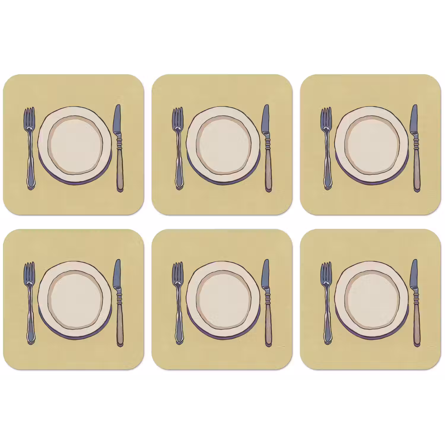Illustratie - Bord - Bestek - Beige onderzetter kurk middel -zkaufland3dotto