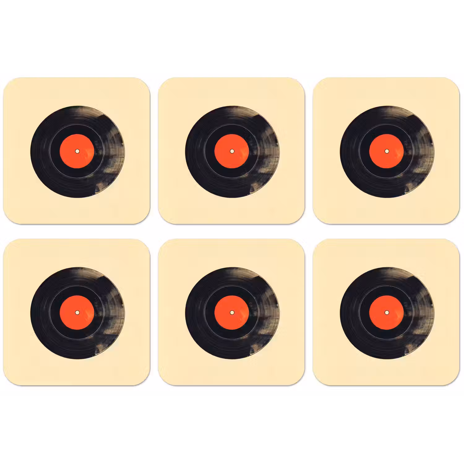Illustratie - Vinylplaat - Beige - Vintage onderzetter kurk middel -zkaufland3dotto