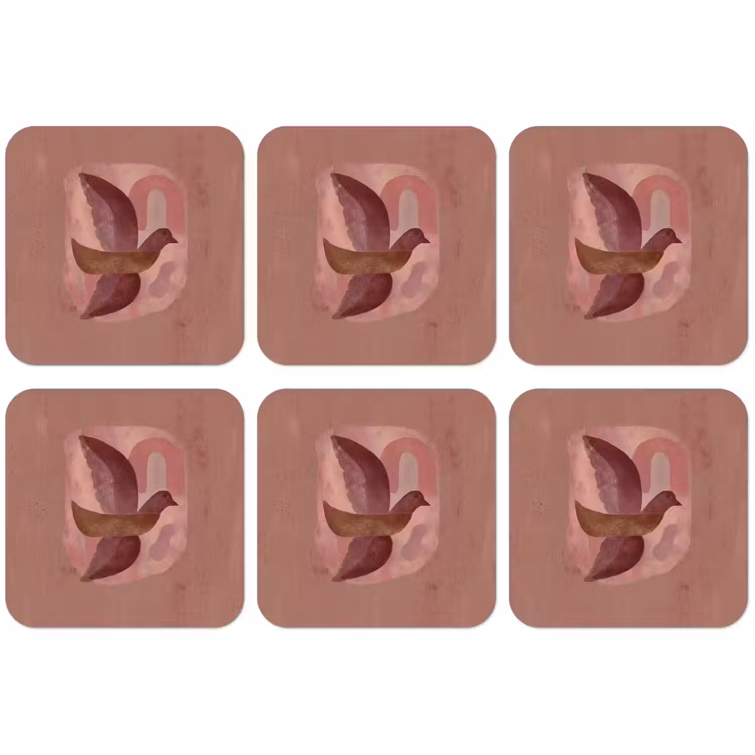 Illustratie - Vogels - Abstract - Roze onderzetter kurk middel -zkaufland3dotto