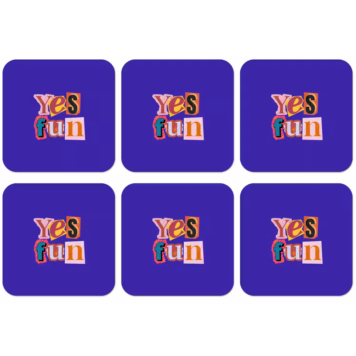 Yes fun - Kleurrijk - Collage-stijl onderzetter kurk middel -zkaufland3dotto