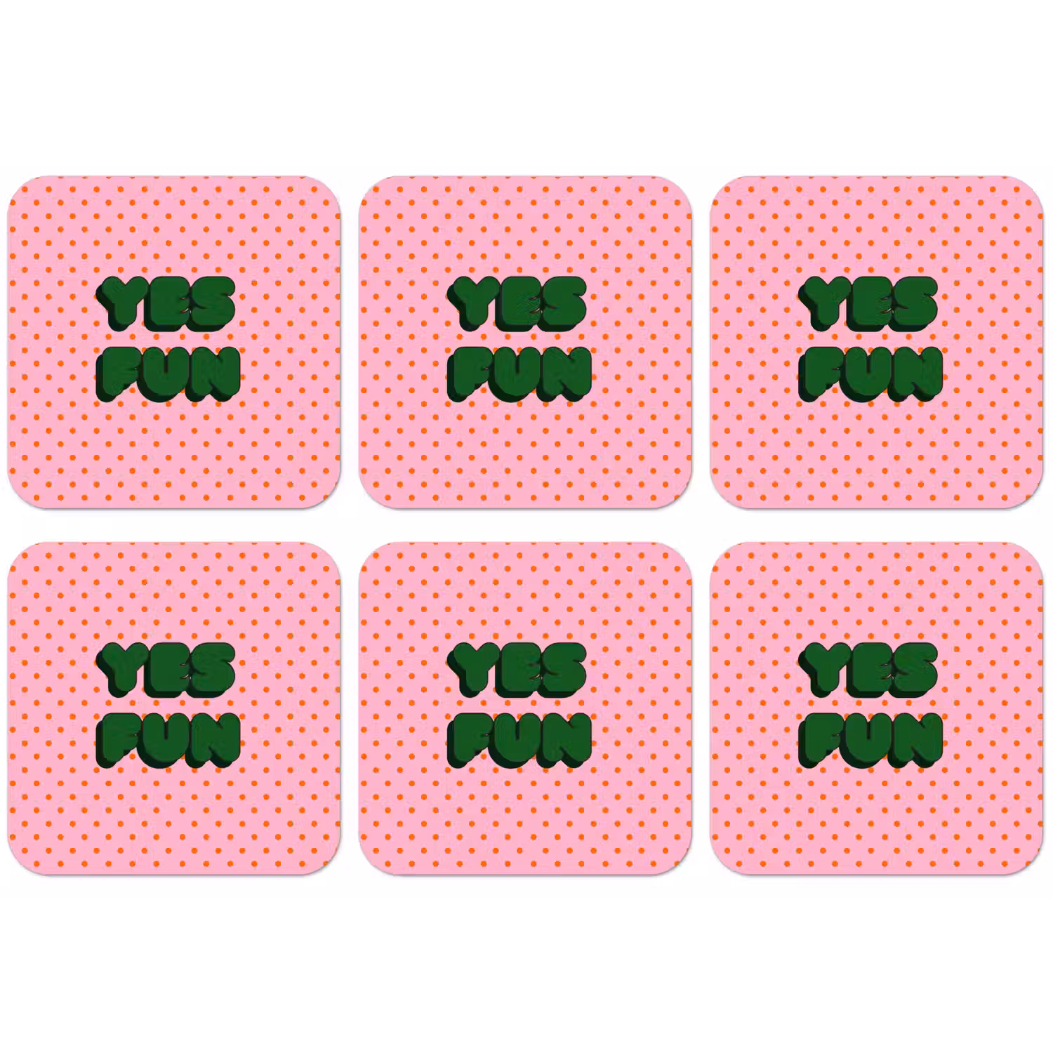 Yes fun - Groen - Roze - Stippen onderzetter kurk middel -zkaufland3dotto