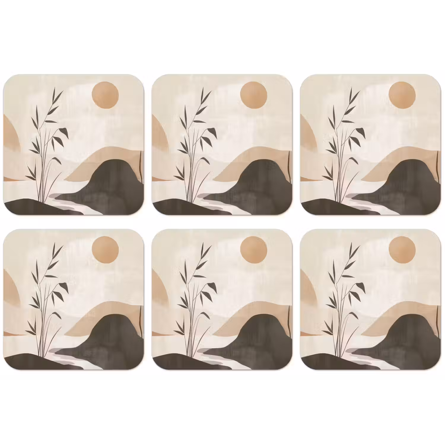 Japandi - Landschap - Beige onderzetter kurk middel -zkaufland3dotto