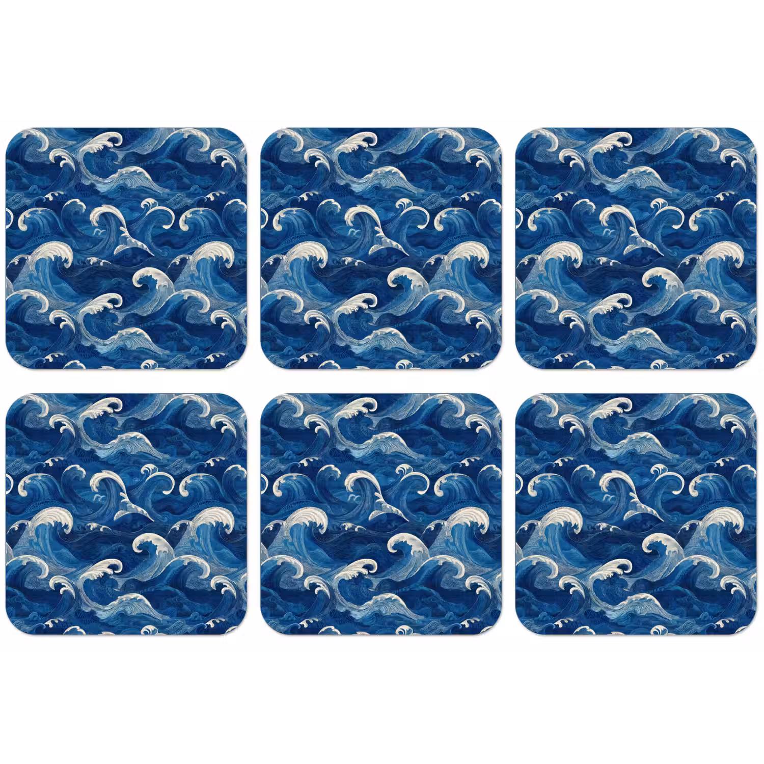 Japans - Oceaan - Golven - Blauw onderzetter kurk middel 366 -zkaufland3dotto