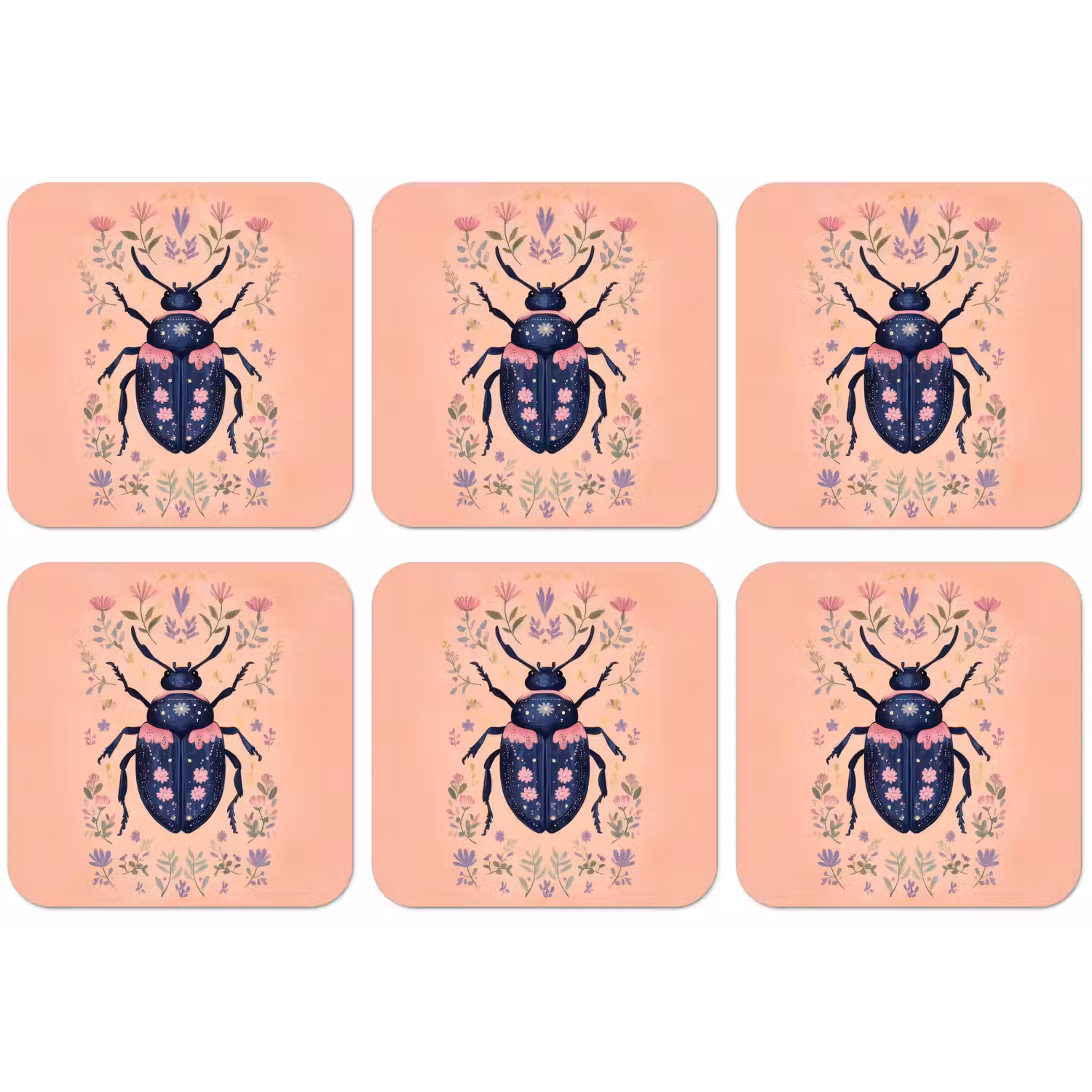 Kever - Donkerblauw - Bloemen - Sierlijk onderzetter kurk middel -zkaufland3dotto