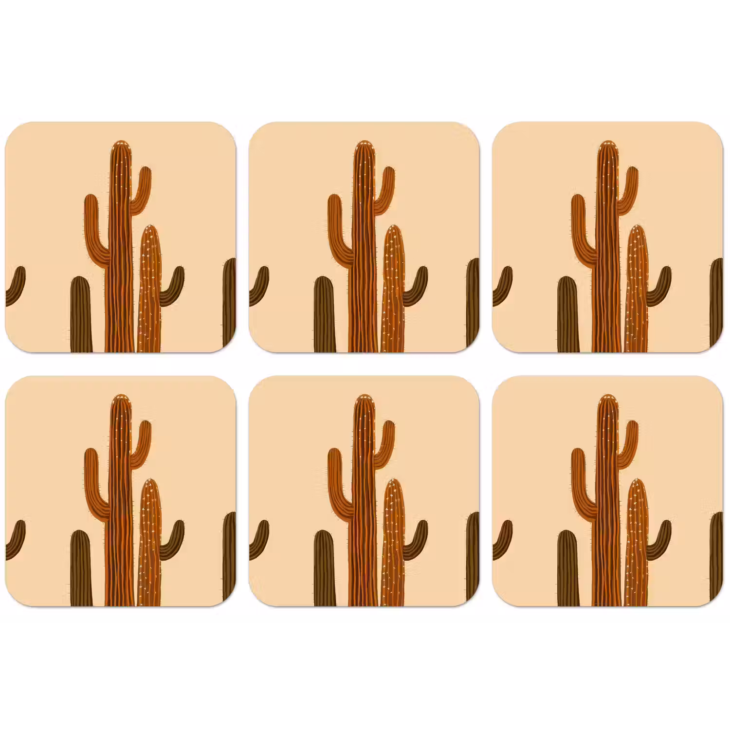 Cactus - Woestijn - Zand - Bruin onderzetter kurk middel -zkaufland3dotto