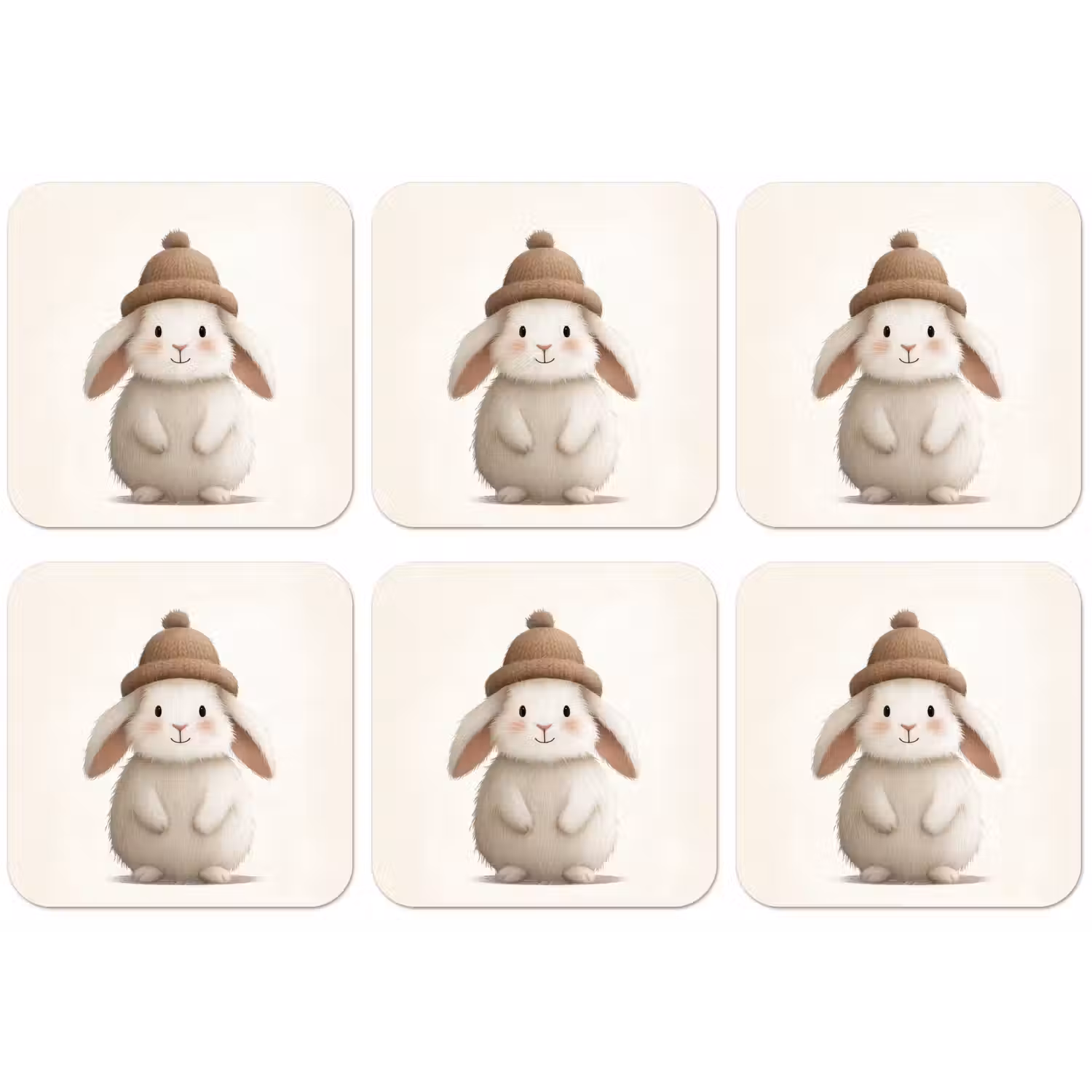 Konijn - Muts - Oren - Beige onderzetter kurk middel -zkaufland3dotto
