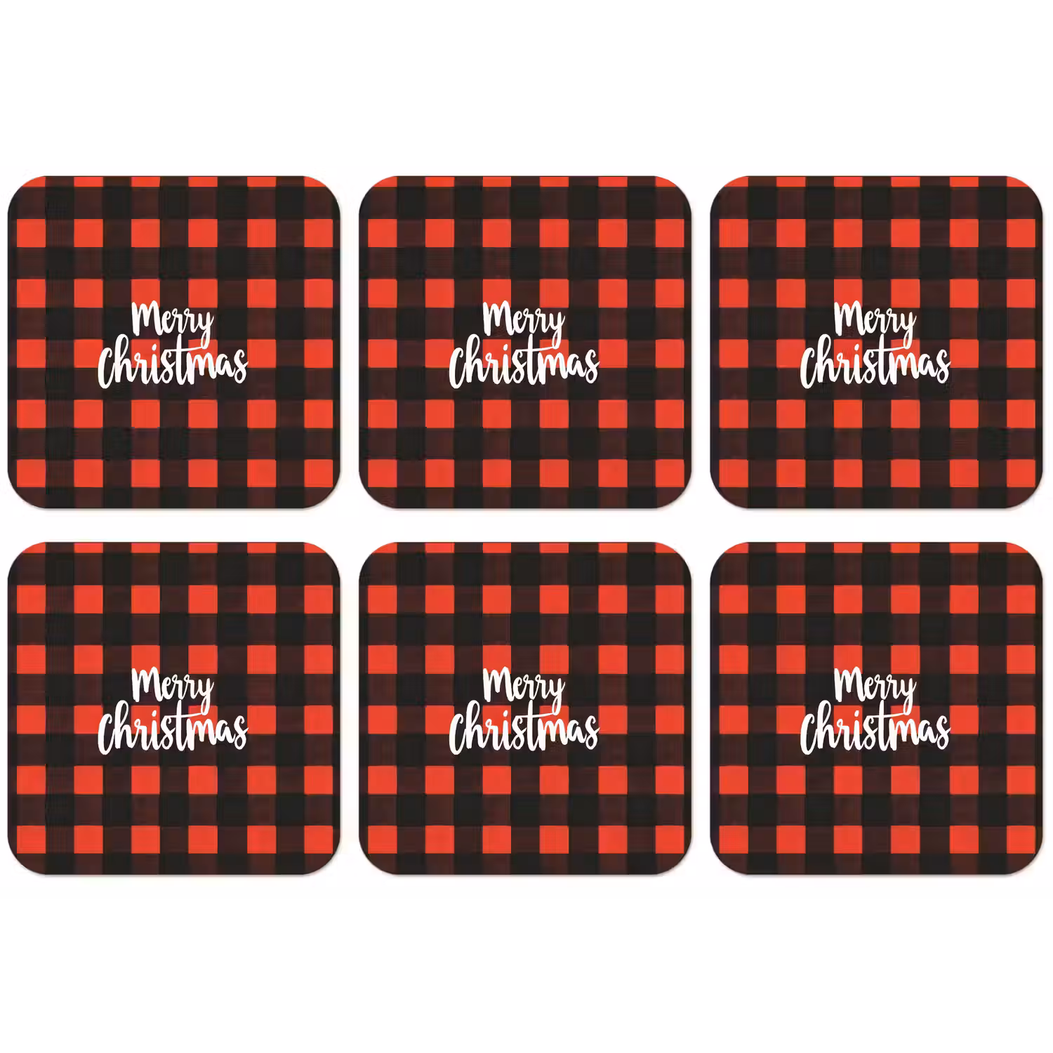 Geruit - Rood - Tekst - Christmas onderzetter kurk middel -zkaufland3dotto