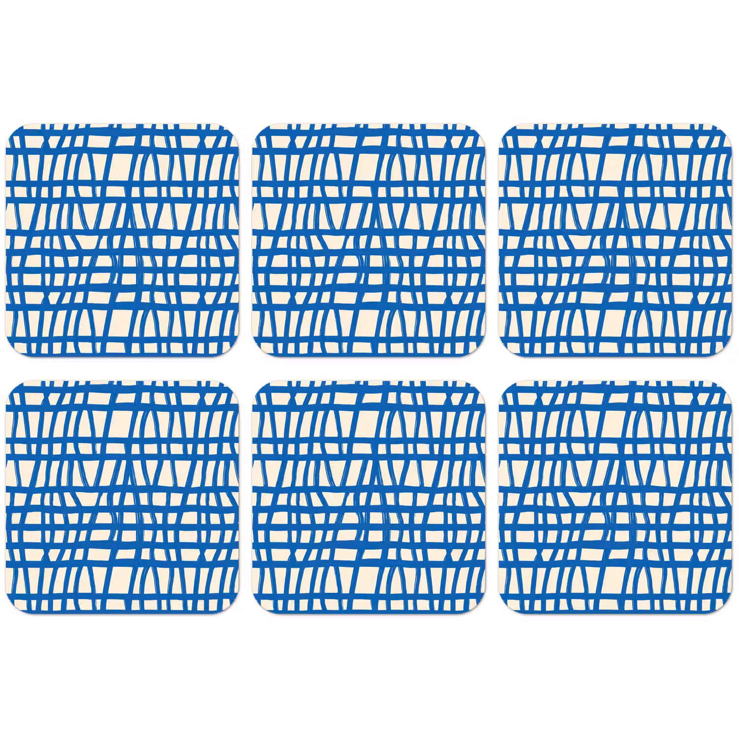 Ruitpatroon - Blauw - Crème onderzetter kurk middel 366 -zkaufland3dotto