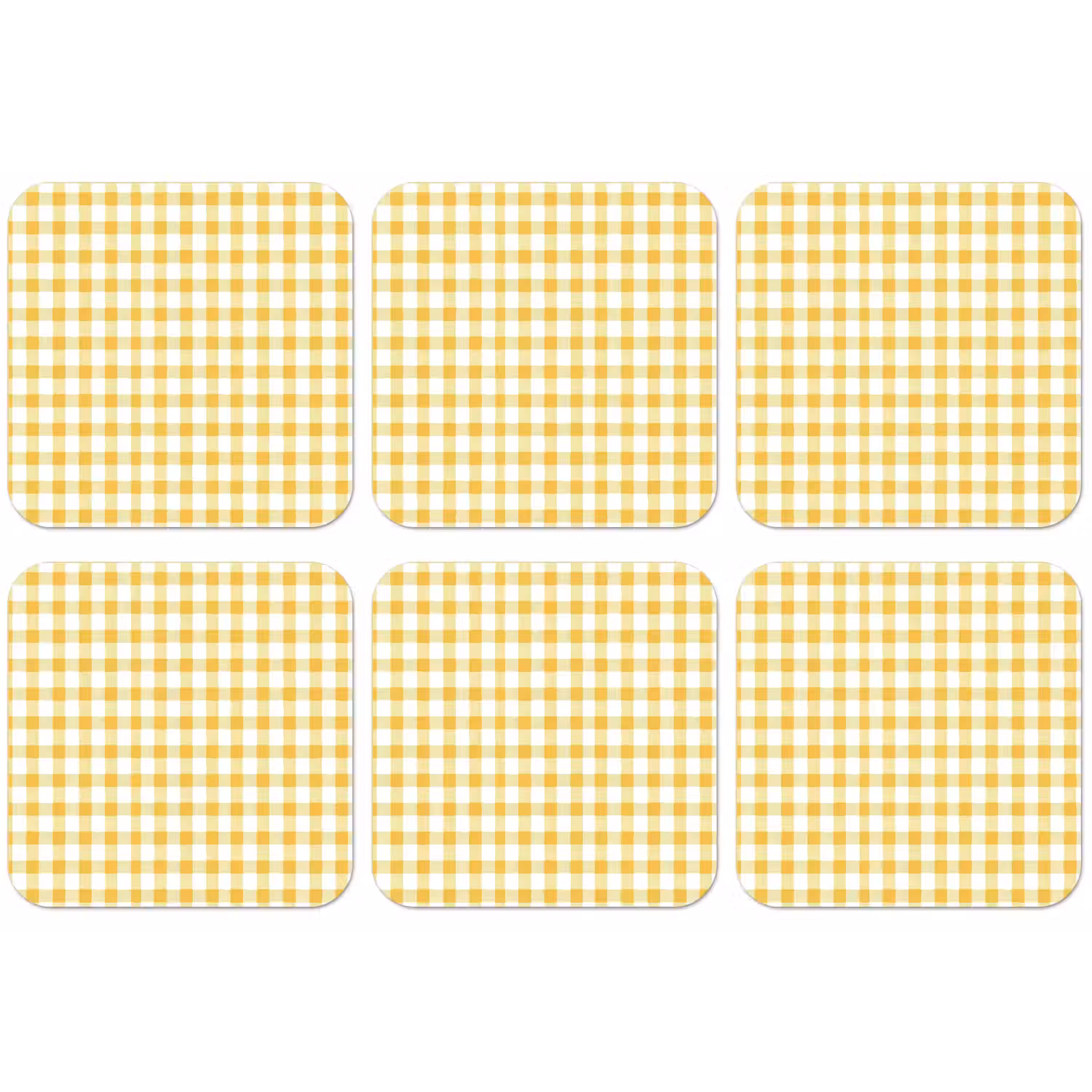 Ruit - Gingham - Klassiek - Geel en Wit onderzetter kurk middel 366 -zkaufland3dotto