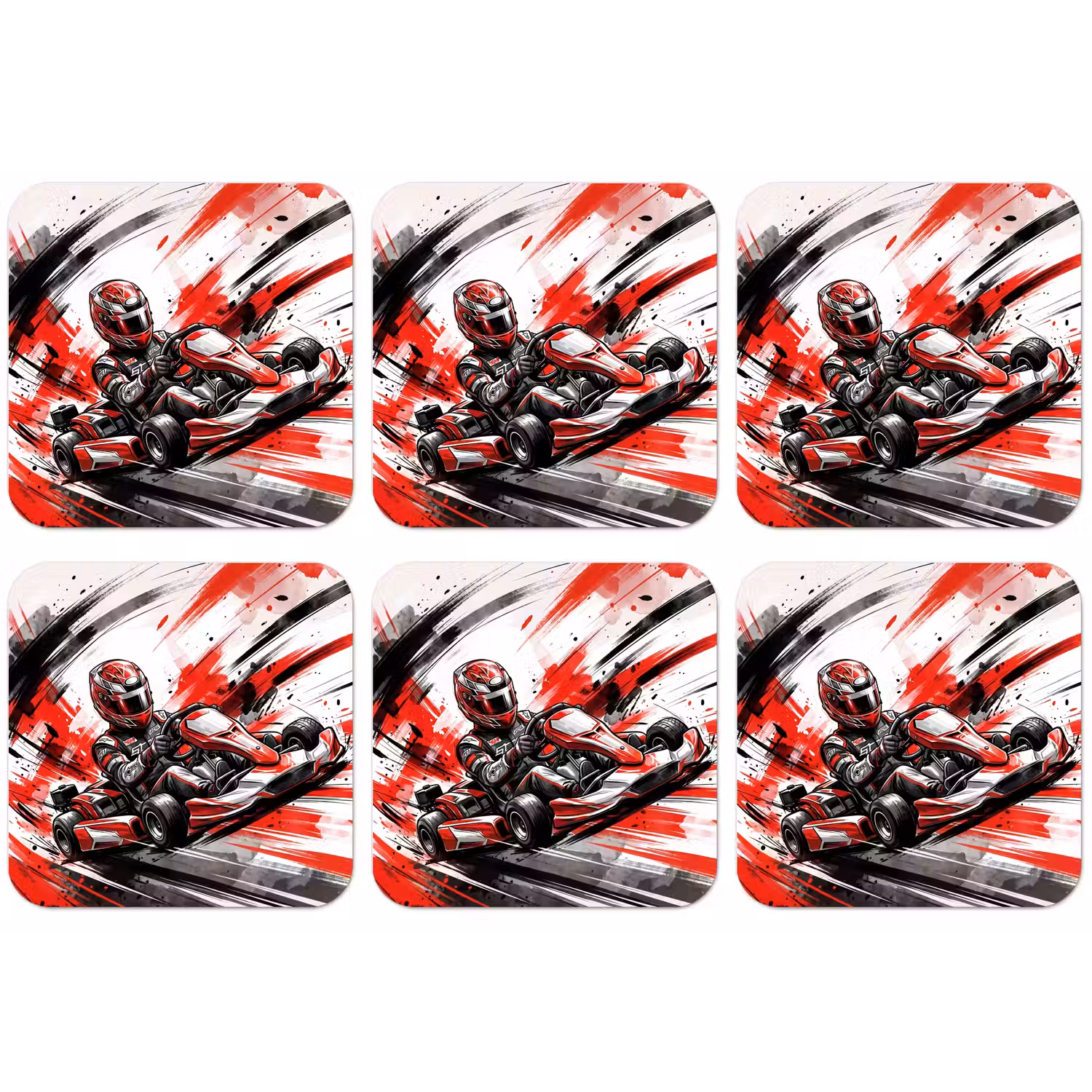 Kart - Coureur - Snelheid - Rood onderzetter kurk middel -zkaufland3dotto