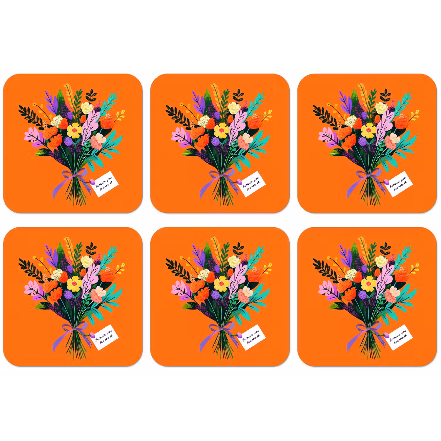 Kaartje - Boeket - Bloemen onderzetter kurk middel -zkaufland3dotto