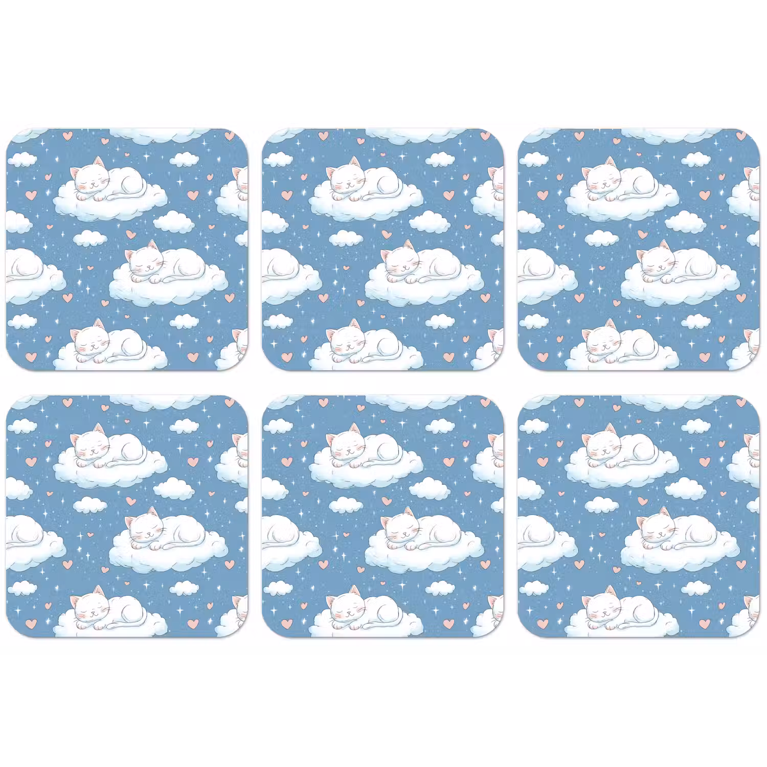 Kitten - Wolken - Blauw onderzetter kurk middel 366 -zkaufland3dotto