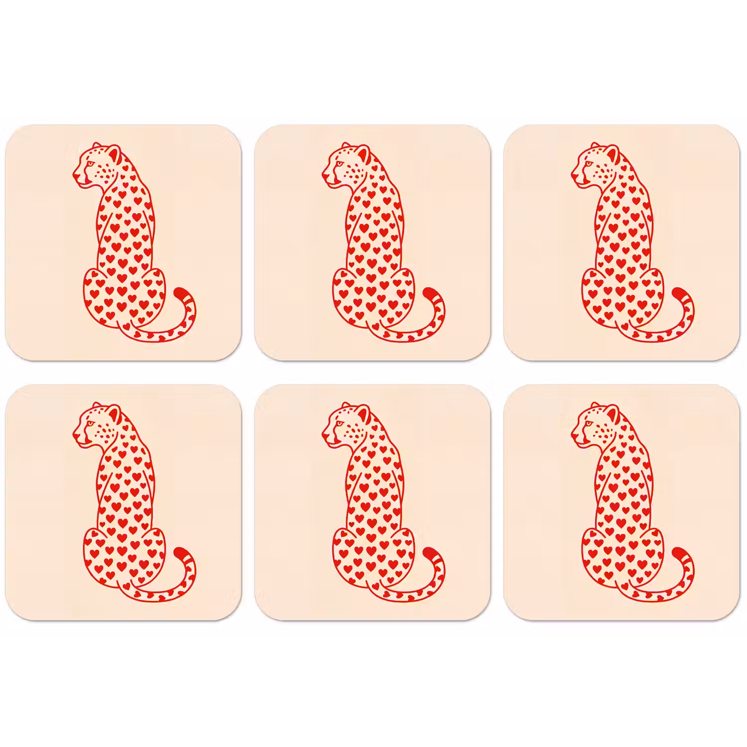 Kat - Harten - Dieren - Modern - Rood onderzetter kurk middel -zkaufland3dotto