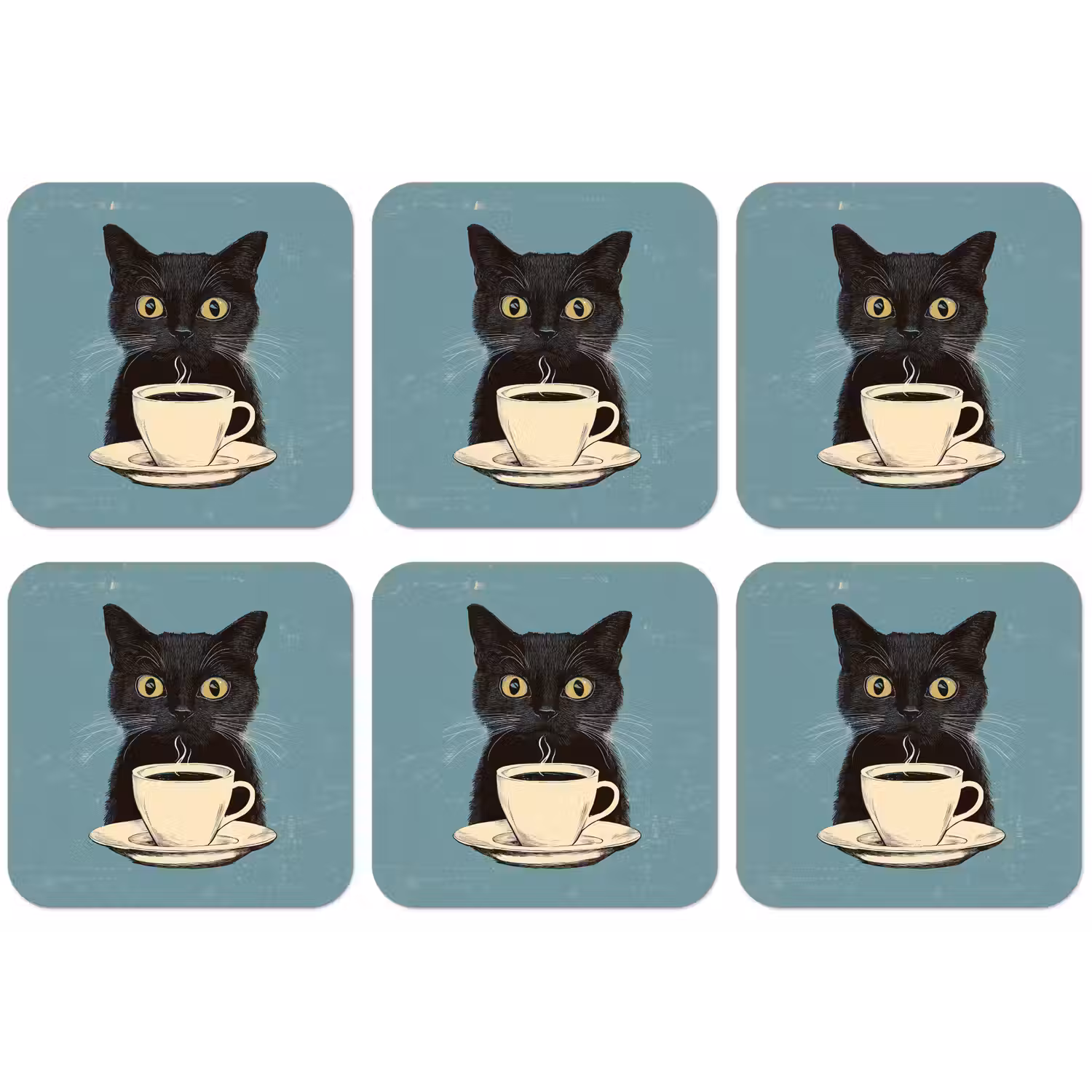 Kat - Zwart - Koffie - Minimalistisch onderzetter kurk middel -zkaufland3dotto